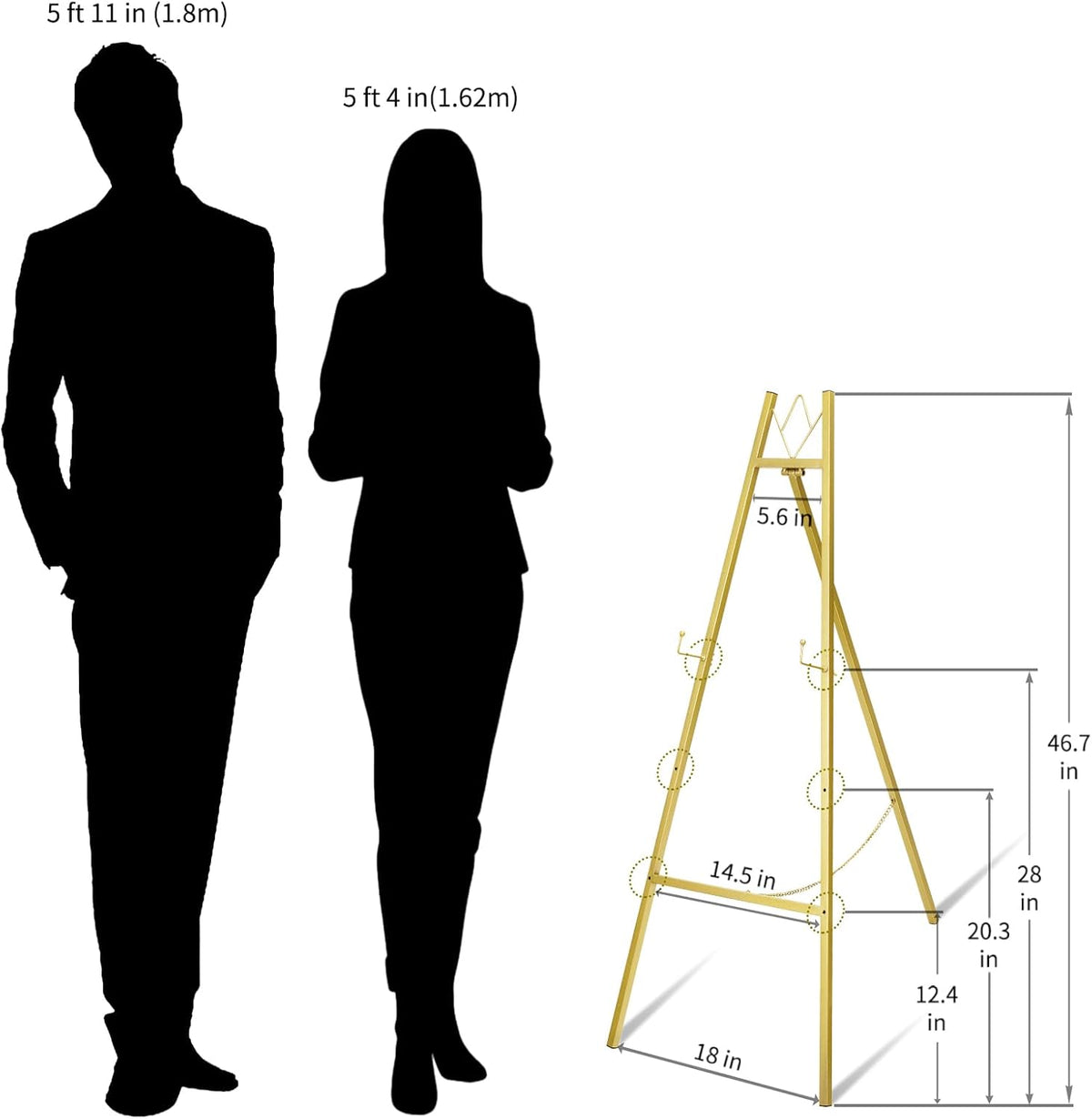 GRENTY 2 Pack Gold Easel Stand for Wedding Signs ??No Assembly Needed, Heavy Duty Metal Display