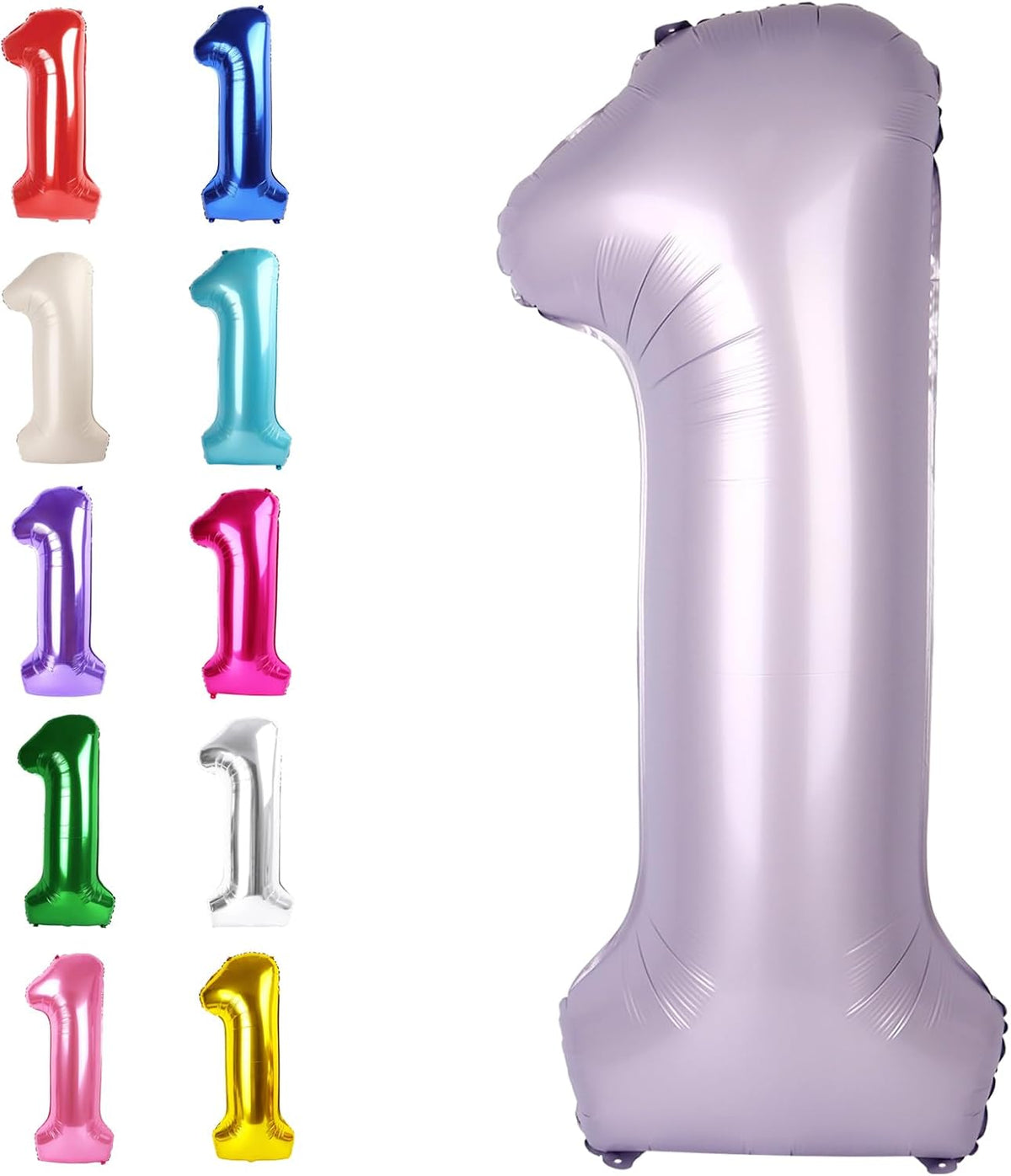 Lilac Number 1 Balloon 40 inch, Number 1 Birthday Balloons for Boy Girl, Lavender Foil One Balloon