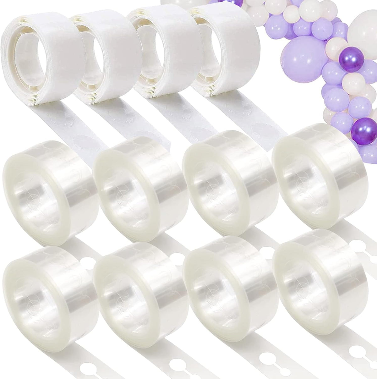 12 Rolls Balloon Arch Tape, 131.2 Feet Tape Strip with Holes, 400 Removable Dots for Party