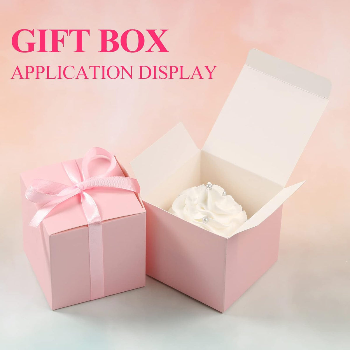 COTOPHER 100pcs Small Gift Boxes, Favor Boxes 2x2x2 inches Paper Gift Boxes with Ribbons Candy Box