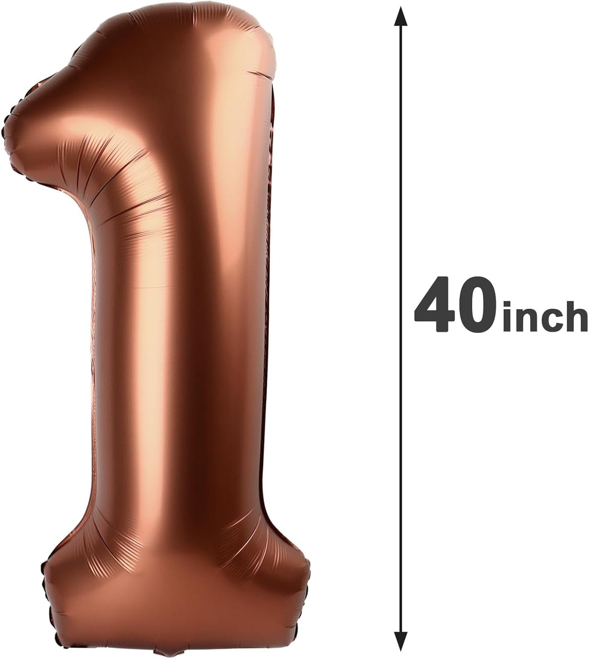 Dark Brown Number 1 Balloon 40 inch, Number 1 Birthday Balloon for Boy Girl, Coffee Brown Foil One