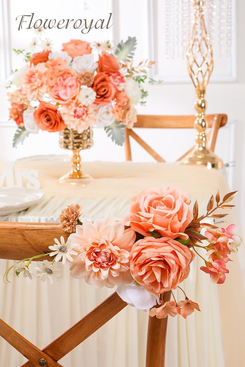 Floweroyal Artificial Flowers Combo Champagne Flowers Mix Silk Flowers Dahlia Roses with Stems for
