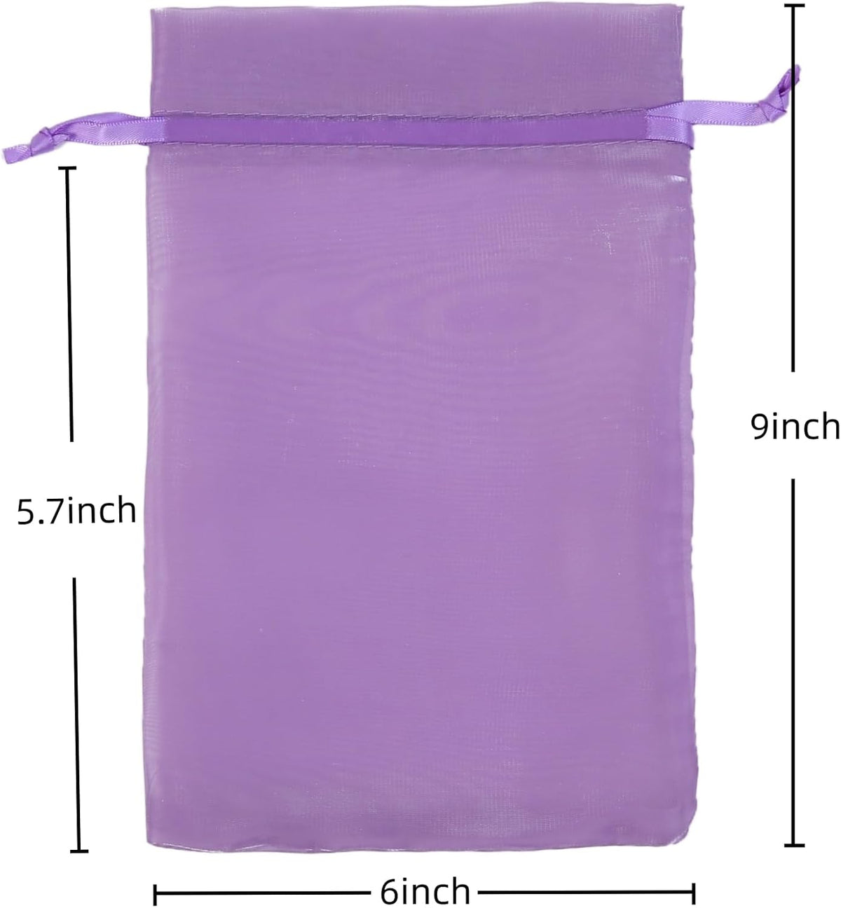 QIANF 20 Pcs Purple Organza Bags 6X9 inch for Wedding Favors with Drawstring, Large Mesh Gift Bags
