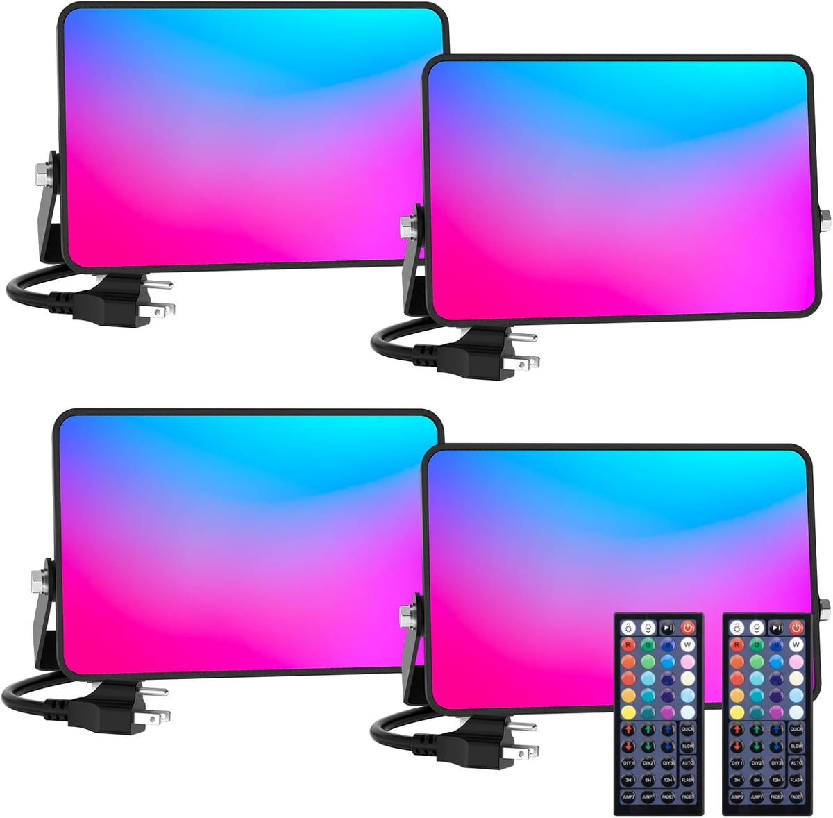 LED Flood Light 600W Equiv, 60W RGB Outdoor Color Changing Stage floodlights with Remote, IP66
