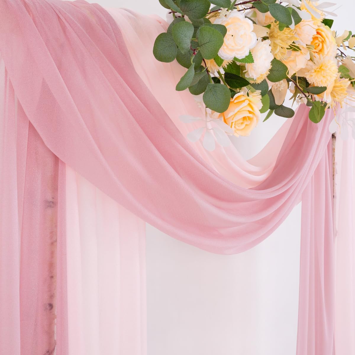 Socomi Wedding Arch Draping Fabric 29" x 20Ft 2 Panels Dusty Rose and Blush Pink Sheer Outdoor