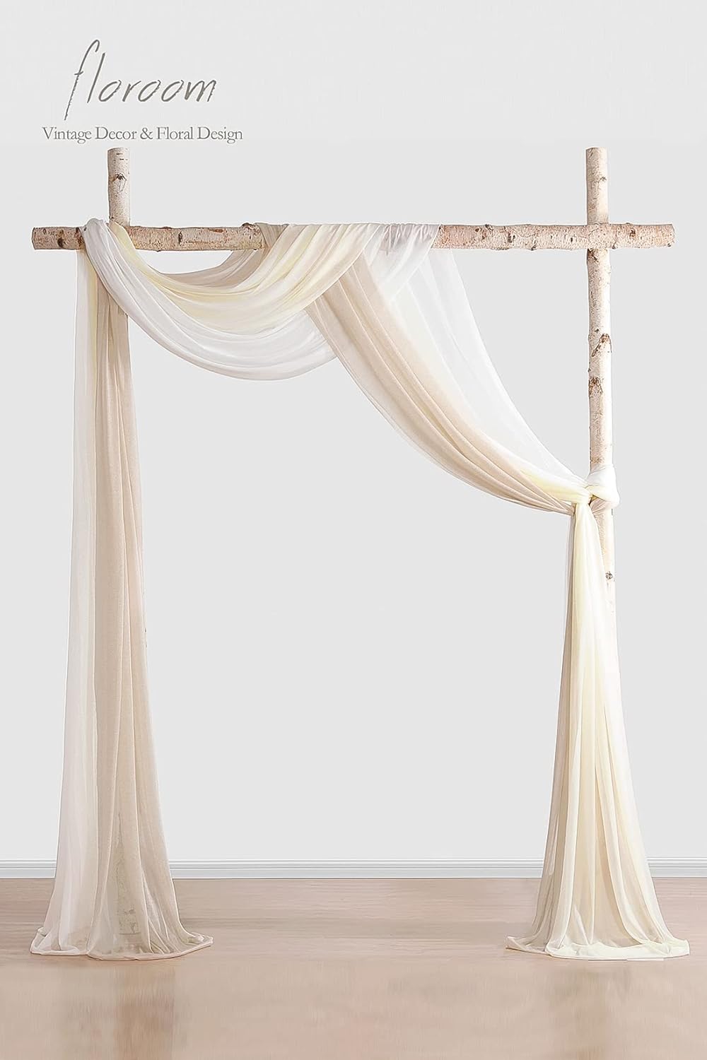 Floroom Wedding Arch Draping Fabric 3 Panels 20Ft Chiffon Fabric Drapes Arbor Drapery Wedding