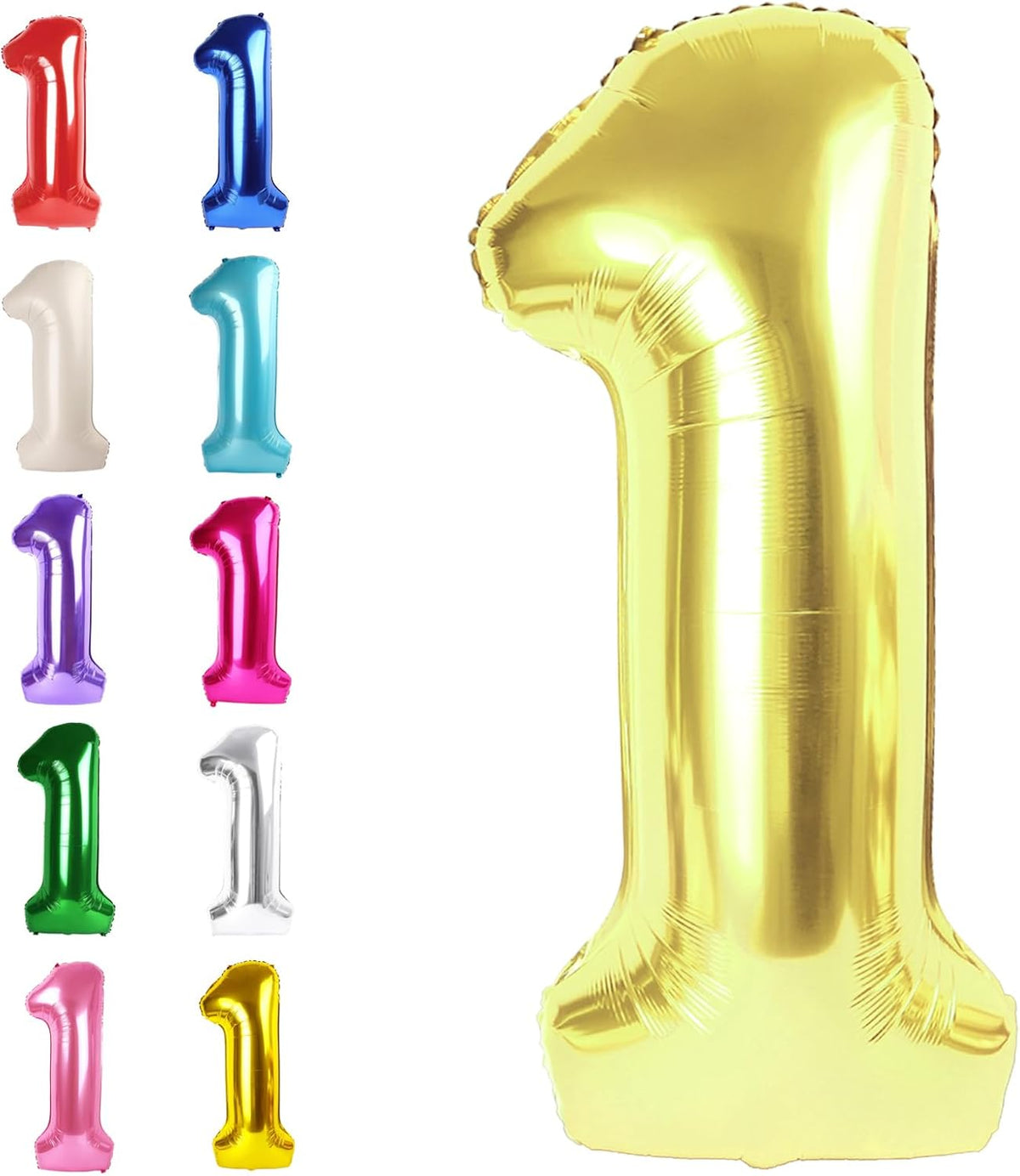 Light Gold Number 1 Balloon 40 inch, Number 1 Birthday Balloons for Boy Girl, Champagne Gold Foil