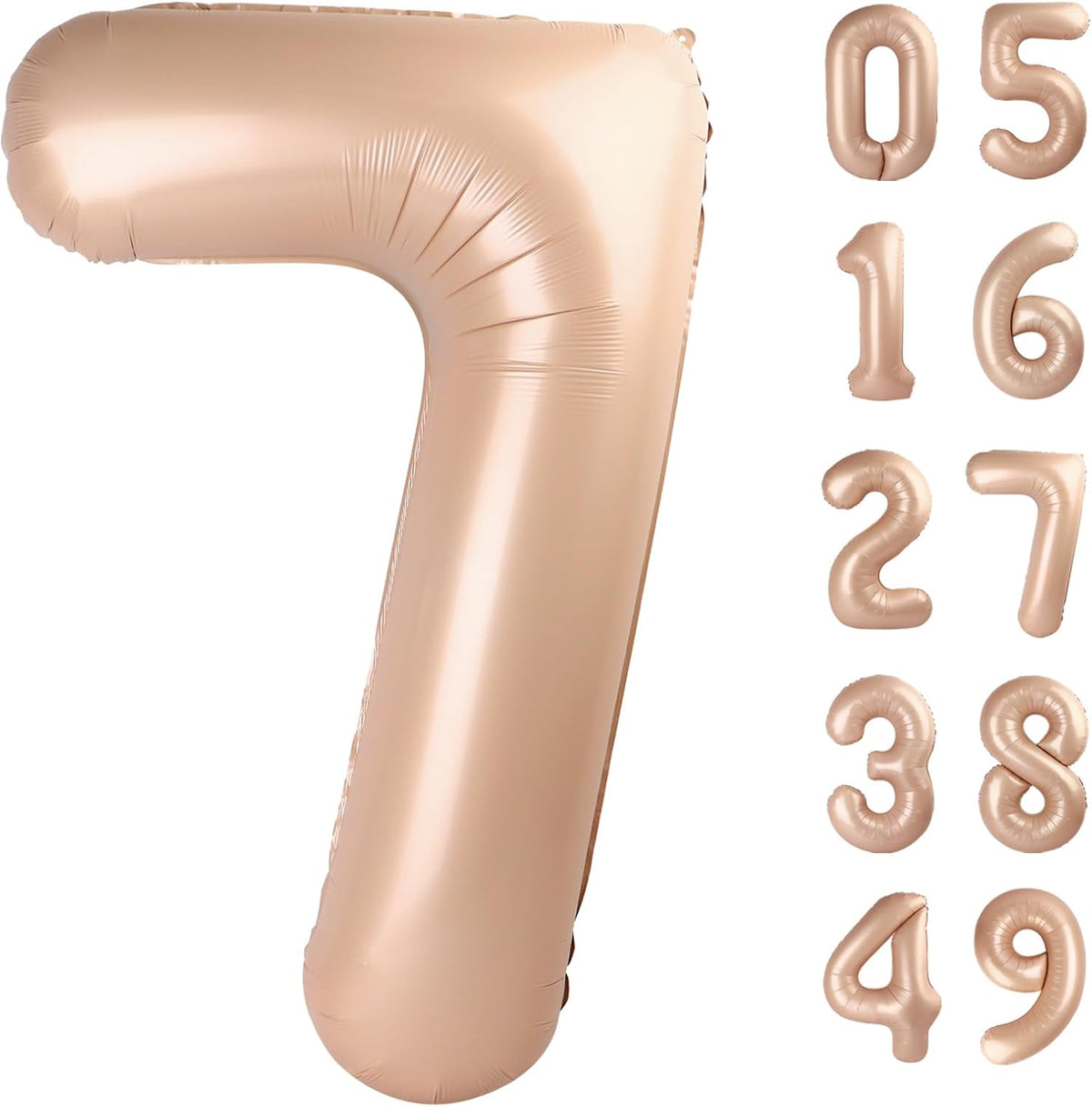 Light Brown Number 7 Birthday Balloon 40 Inch, Digital Balloons for 7 17 27 70 77 Party Celebration