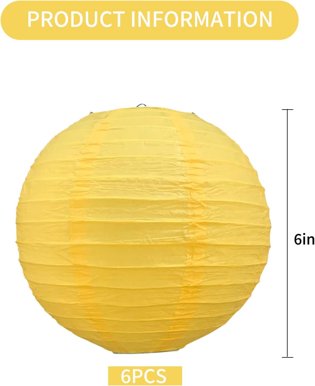 BEISHIDA 6-Inch Yellow Round Paper Lanterns Decorative Hanging Asia Chinese Japanese Paper Lanterns