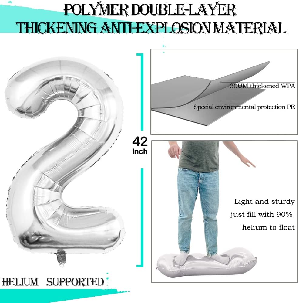 GOER Number 25 Balloons for 25th Birthday Party Decorations,42 Inch Jumbo Foil Helium 52 Balloons