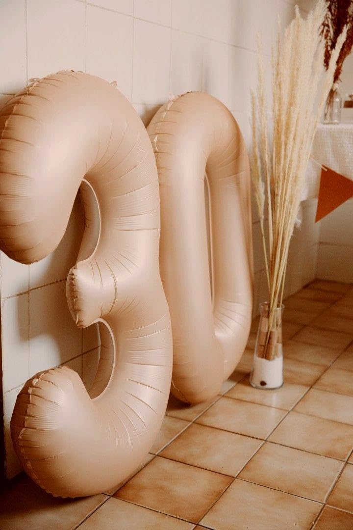 40 Inch Light Brown 3 Large Number Balloon, 3 13 23 30 33 36 Light Brown Birthday Party