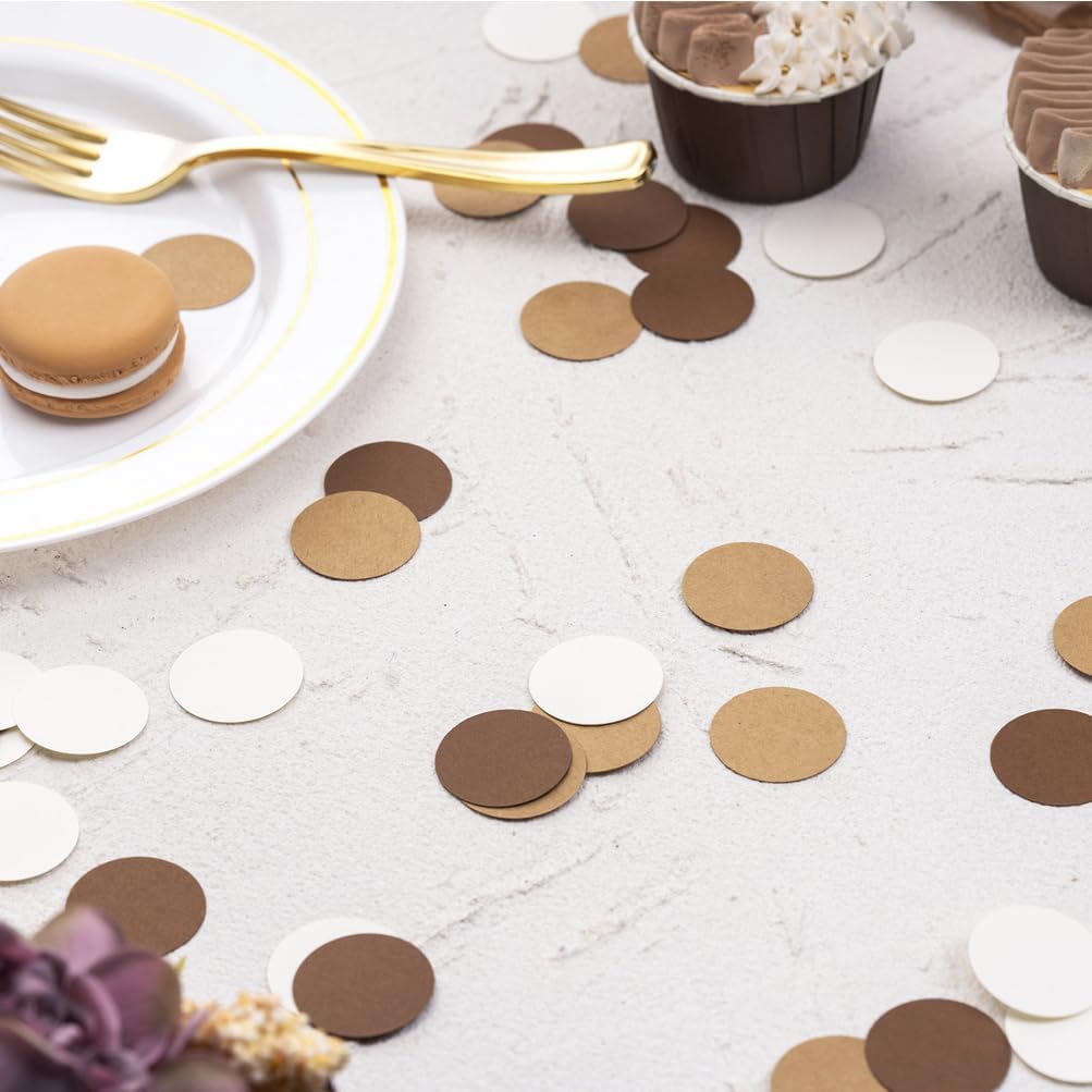 Brown Kraft Tan and Ivory Cream Paper Confetti Table Decoration for Neutral Baby Shower Birthday