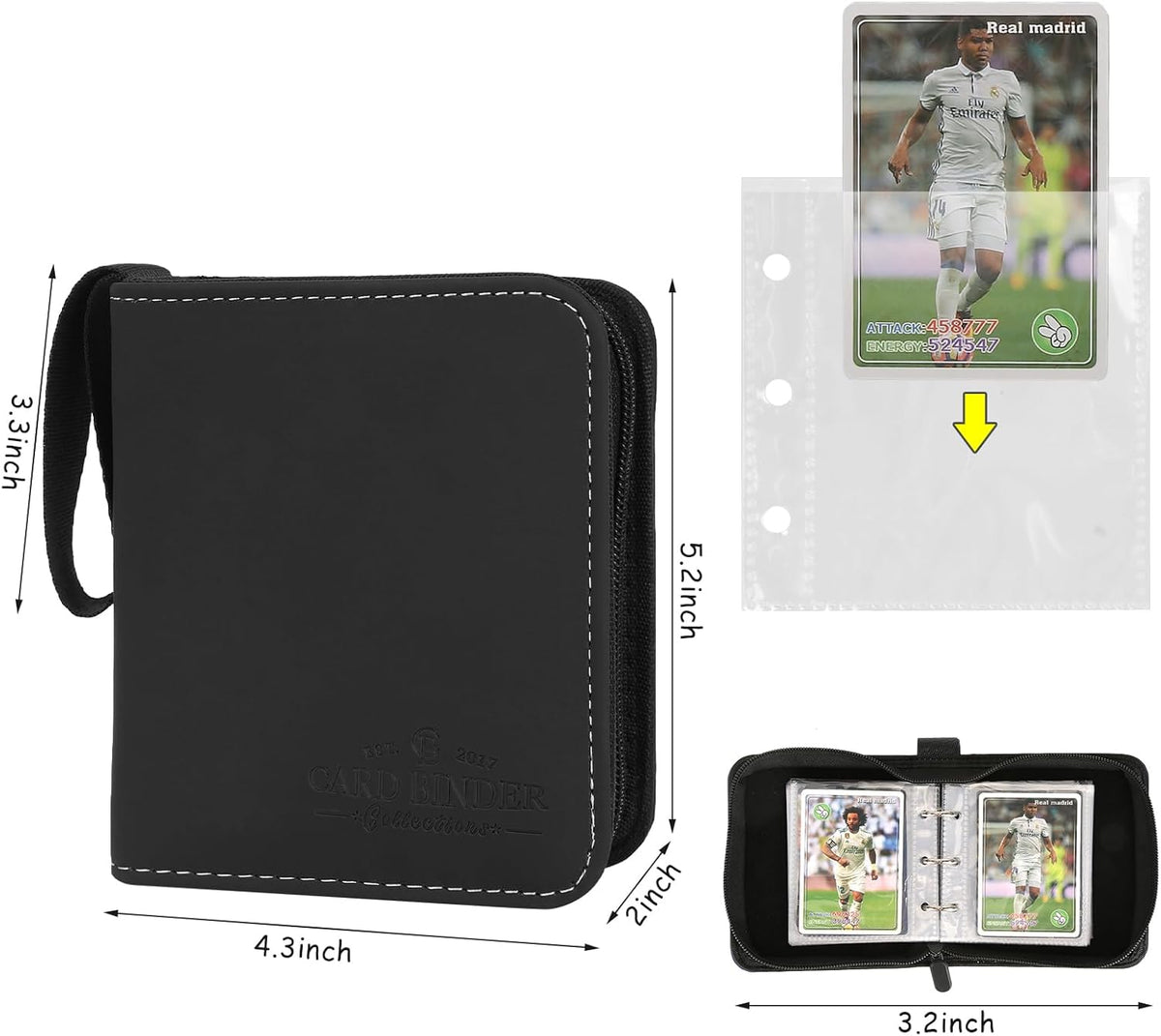 Trading Card Binder, Card Collection Binder Album Folder with 80 Side Loading Pockets, 1 Pocket
