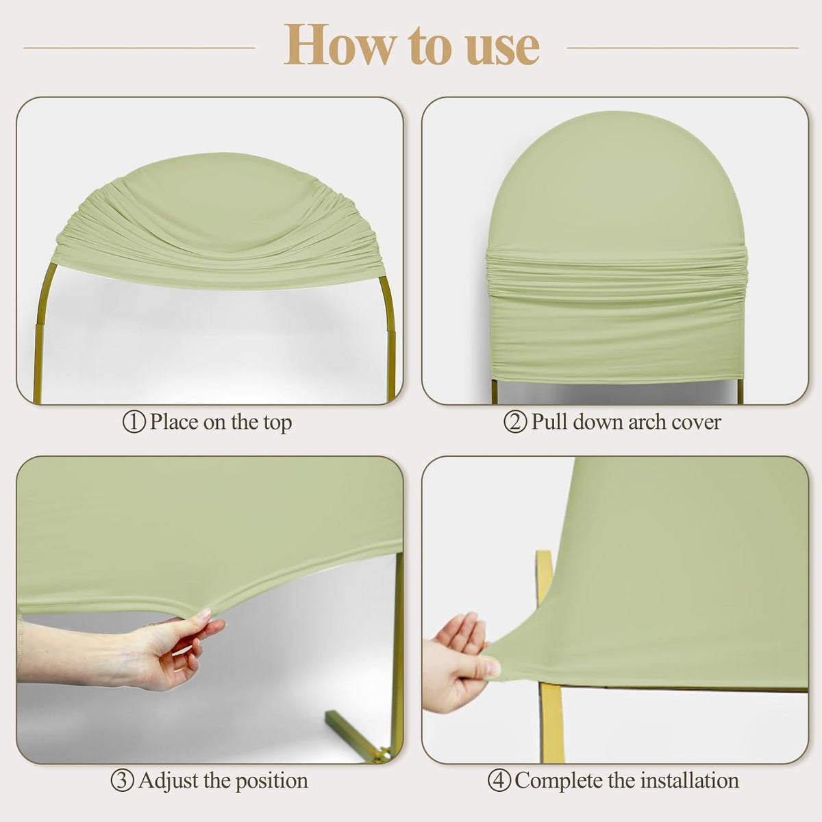 Ledido Wedding Arch Backdrop Cover 6FT Arch Covers Fitted Stretchy Spandex Round Top Stand Backdrop