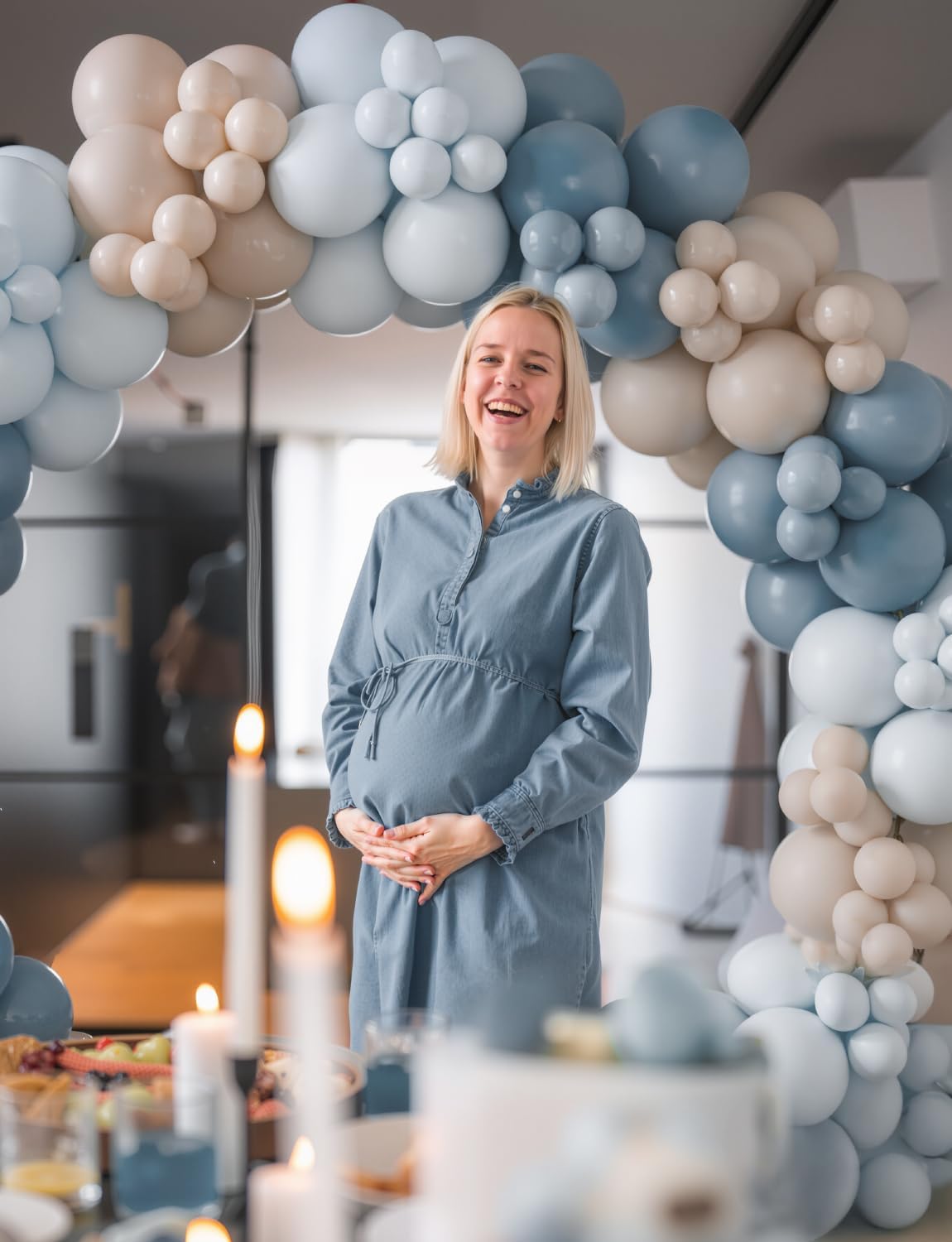 Dusty Blue and Gold Balloons - 12 Inch Dusty Blue Balloons Metallic Gold Sand White Latex Balloon