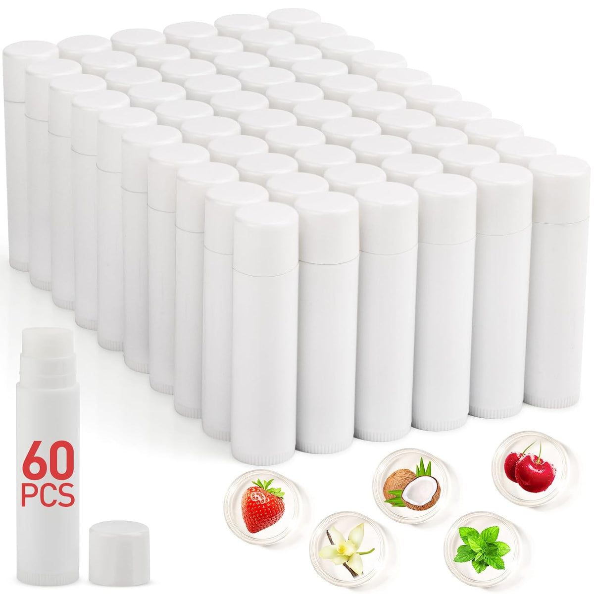 60 Pack Lip Balm Unlabeled, Natural Lip Balm Bulk Blank Tube, Personalized Lip Balms for Party