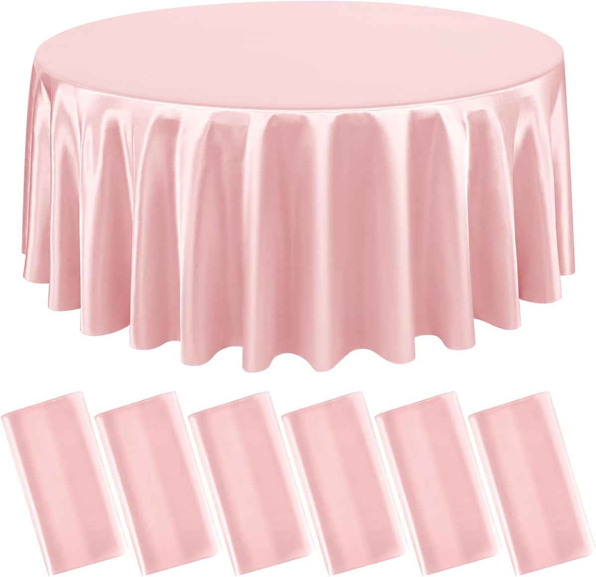 6 Packs Satin Tablecloth 120 Inch Rose Gold Round Table Cloth Silk Tablecloth Smooth Fabric Overlay
