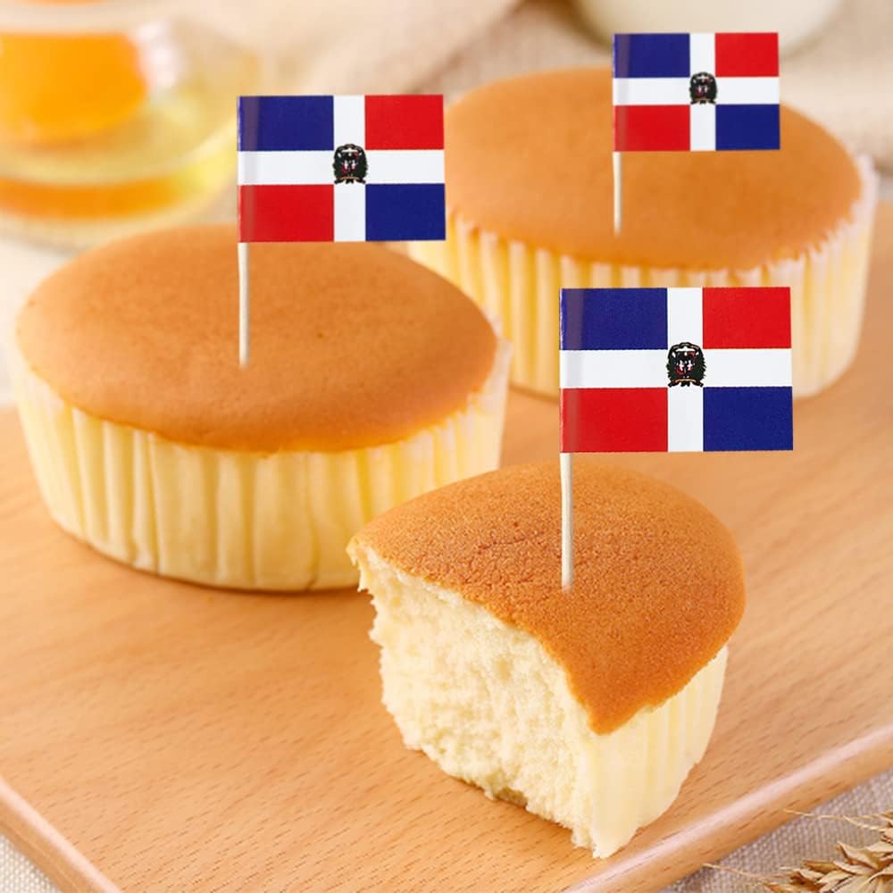 Dominica Flag Dominican Republic Flag, Small Mini Dominican Republic Toothpick Flags for Food