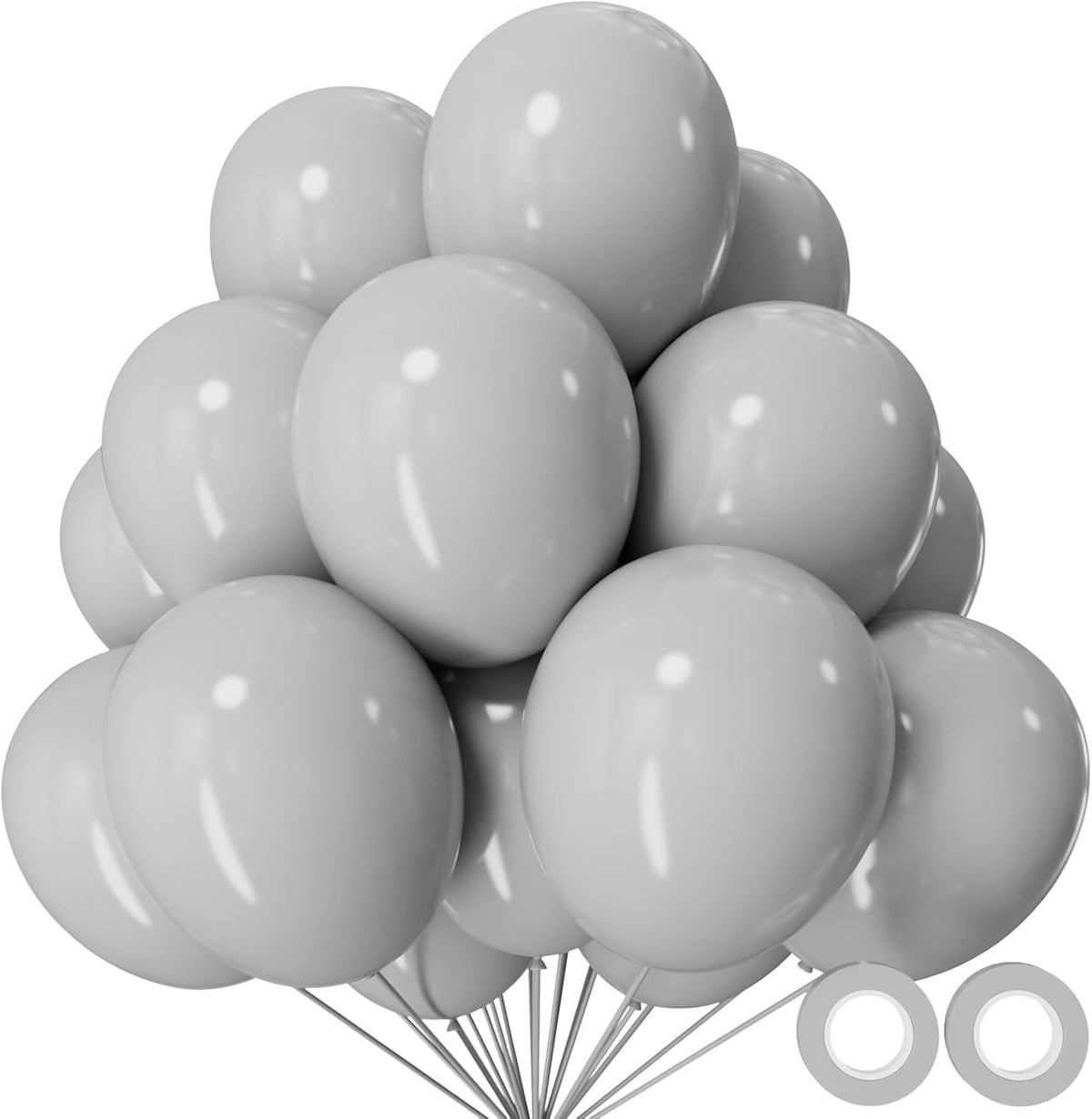 110pcs Grey Balloon 12 inch, Grey Latex Balloons for Birthday Party Baby Shower Wedding(with 2
