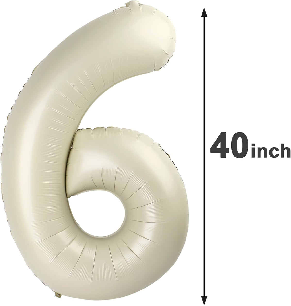Cream White 6 Number Balloon 40 Inch Mylar Foil Birthday Balloon, Digital Balloons for 6 16 Boy