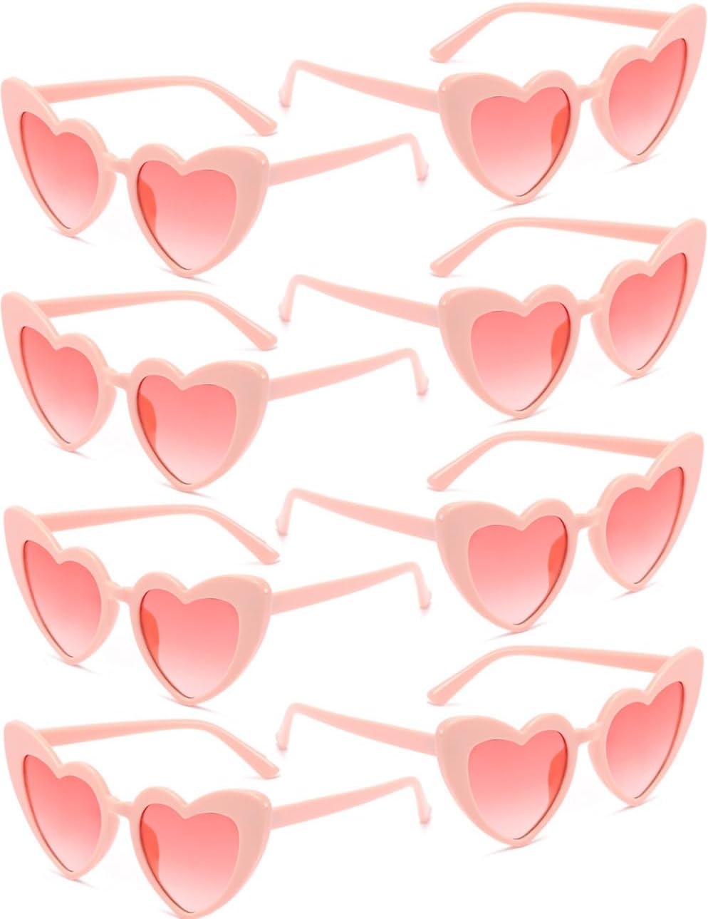 8 Pack Heart Sunglasses Vintage Cat Eye Heart Glasses Retro Bachelorette Bride Sunglasses Bulk for
