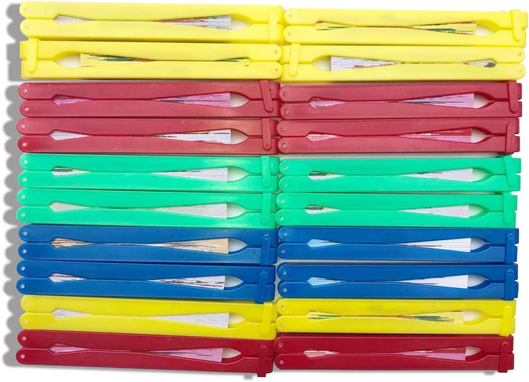 20 Pcs Folding Handheld Paper Fans Bulk Chinese Oriental Floral Wedding Round Shaped Accordion Fans