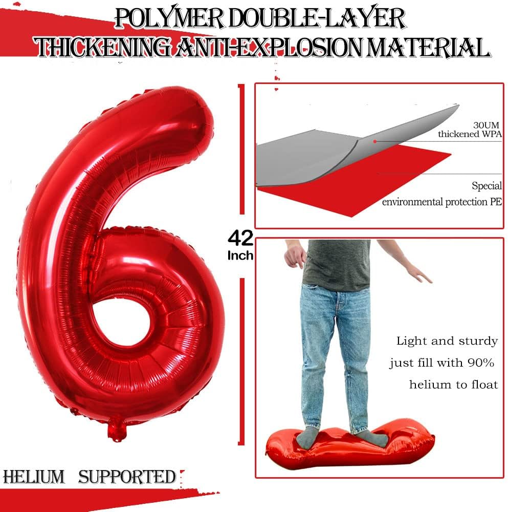GOER Number 60 Balloons for 60th Birthday Party Decorations,42 Inch Jumbo Foil Helium Balloons for