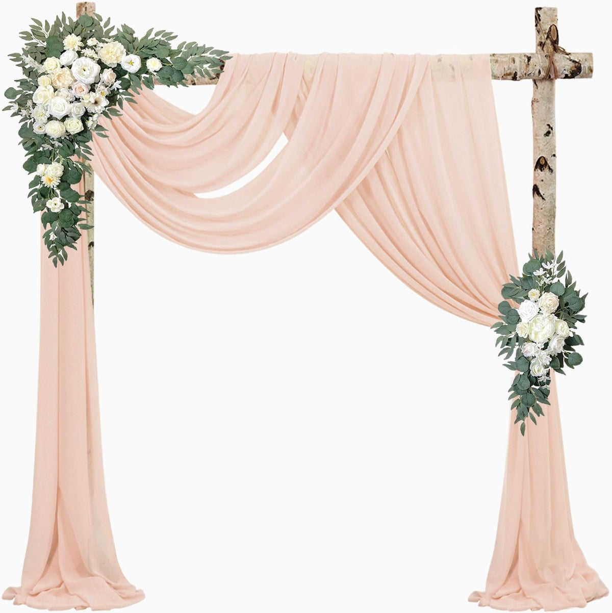 4 Panels 20Ft Length x 28" Width Light Peach Wedding Arch Draping Fabric Arch Drapes Chiffon Fabric