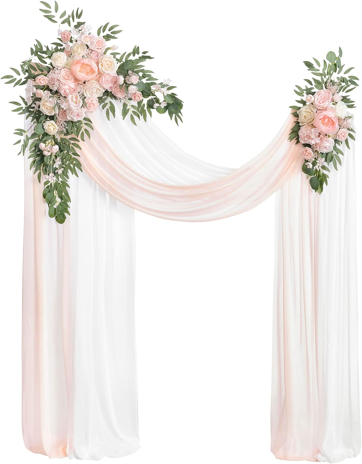 Ling's Moment Pink White Artificial Wedding Arch Flowers Kit Pack of 4, 2pcs Hanging Flower