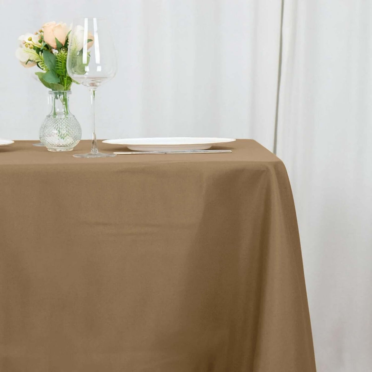 Efavormart 70" Square Linens Taupe Wholesale Linens Polyester Square Linen Tablecloth for Wedding