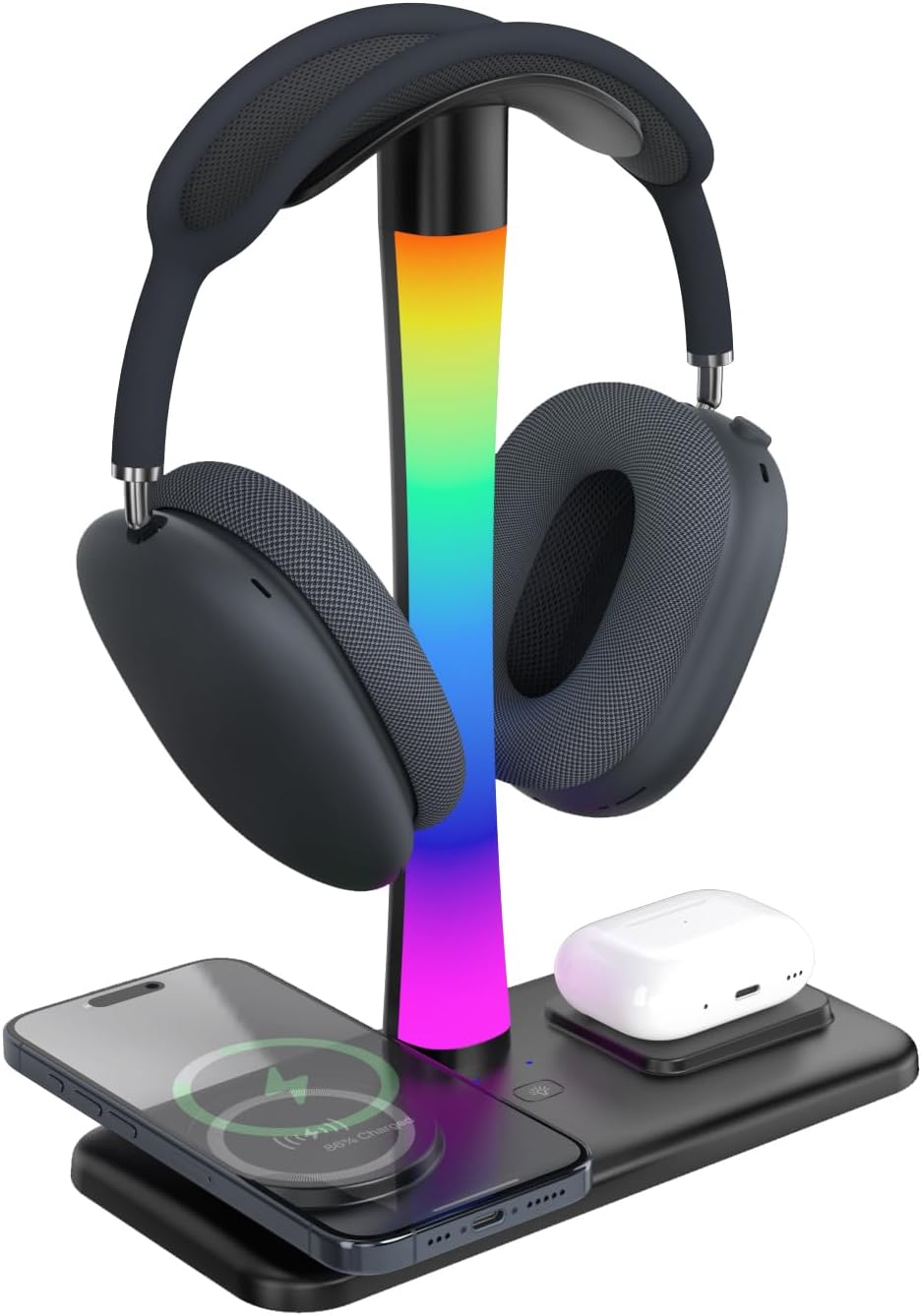 Headphone Stand with Wireless Charger,Gaming HeadsetStand with RGB Light Mode,AirpodMaxStand