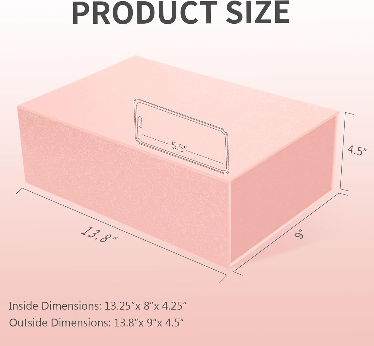Rinrda Large Pink Gift Box,13.75"x9"x4.5", Gift Boxes with Magnetic Lids for Presents Closure Gift
