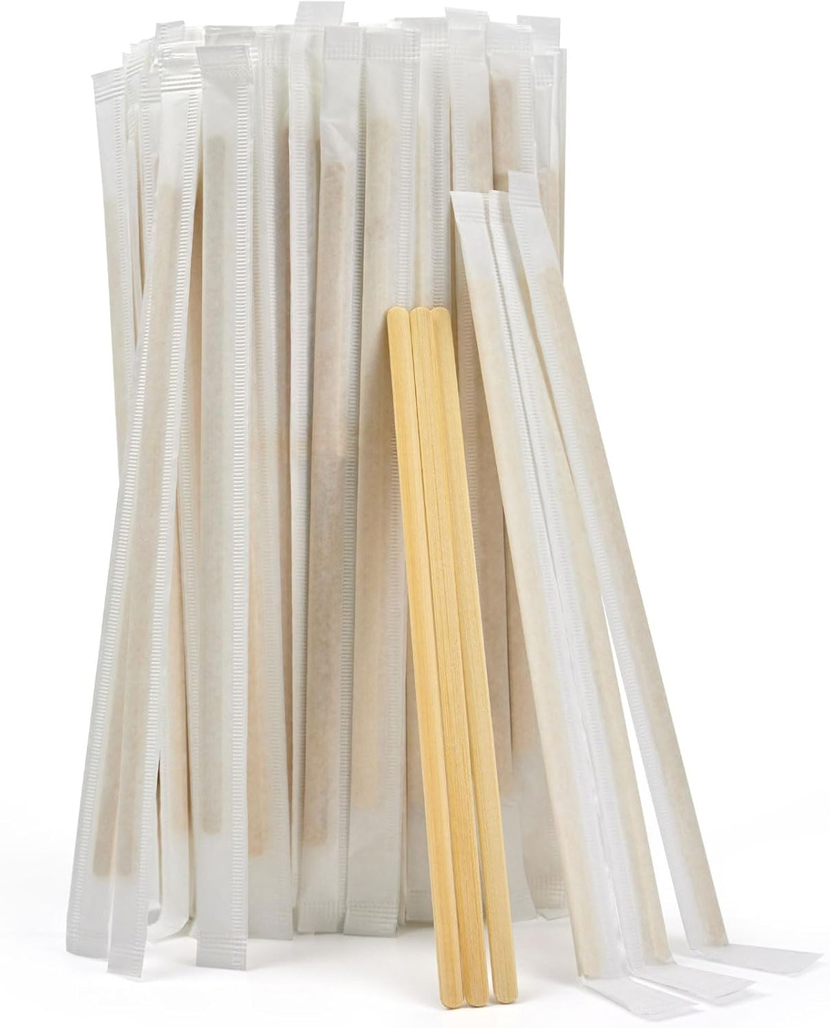 Bamboo Coffee Stirrers Individually Wrapped 100 Count – Coffee Stir Sticks 7 inch Coffee Bar