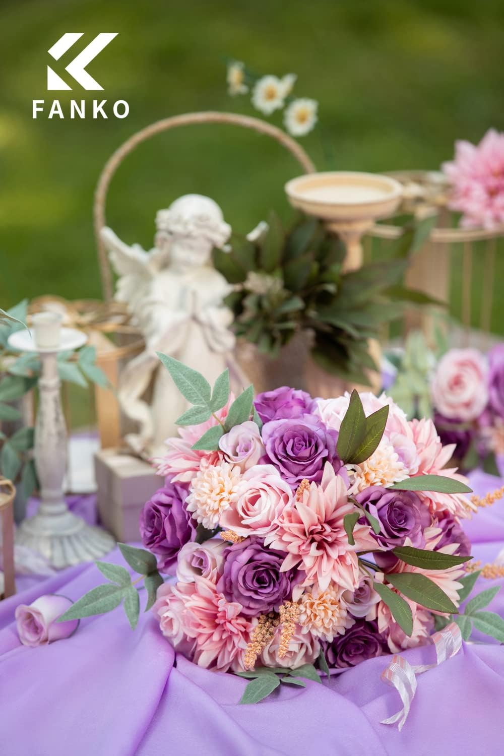 FANKO Rose Artificial Flowers Combo for DIY, Fake Purple Rose Artificial Silk Flowers with