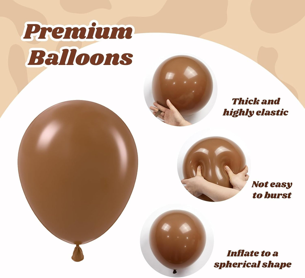 Brown Western Balloons, Brown Nude Gold Confetti Cow Print Latex Cowboy Balloons for Farm Cowboy