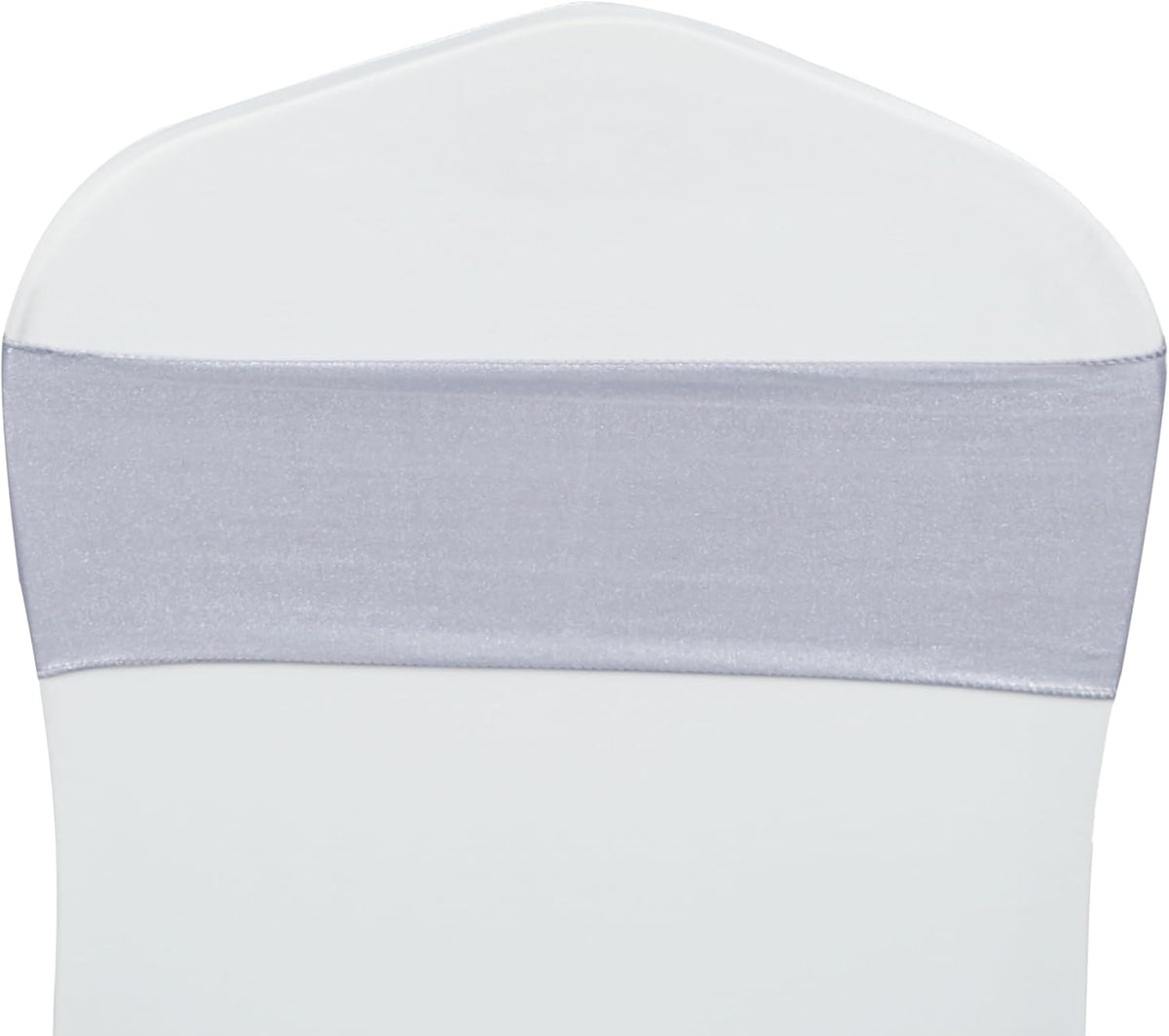 VDS Pack of 300 PCS | Metallic Silver | Spandex Chair Sashes Bows Without Buckle | Stretch Elastic