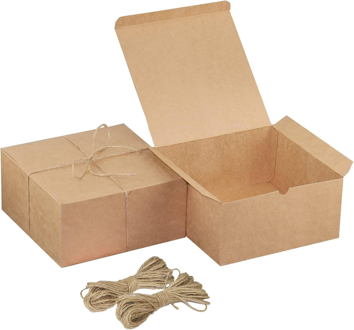Xxcxpark 16 PCS Brown Kraft Gift Boxes 8x8x4 Inches, Decorative Party Favor Kraft Paper Gift