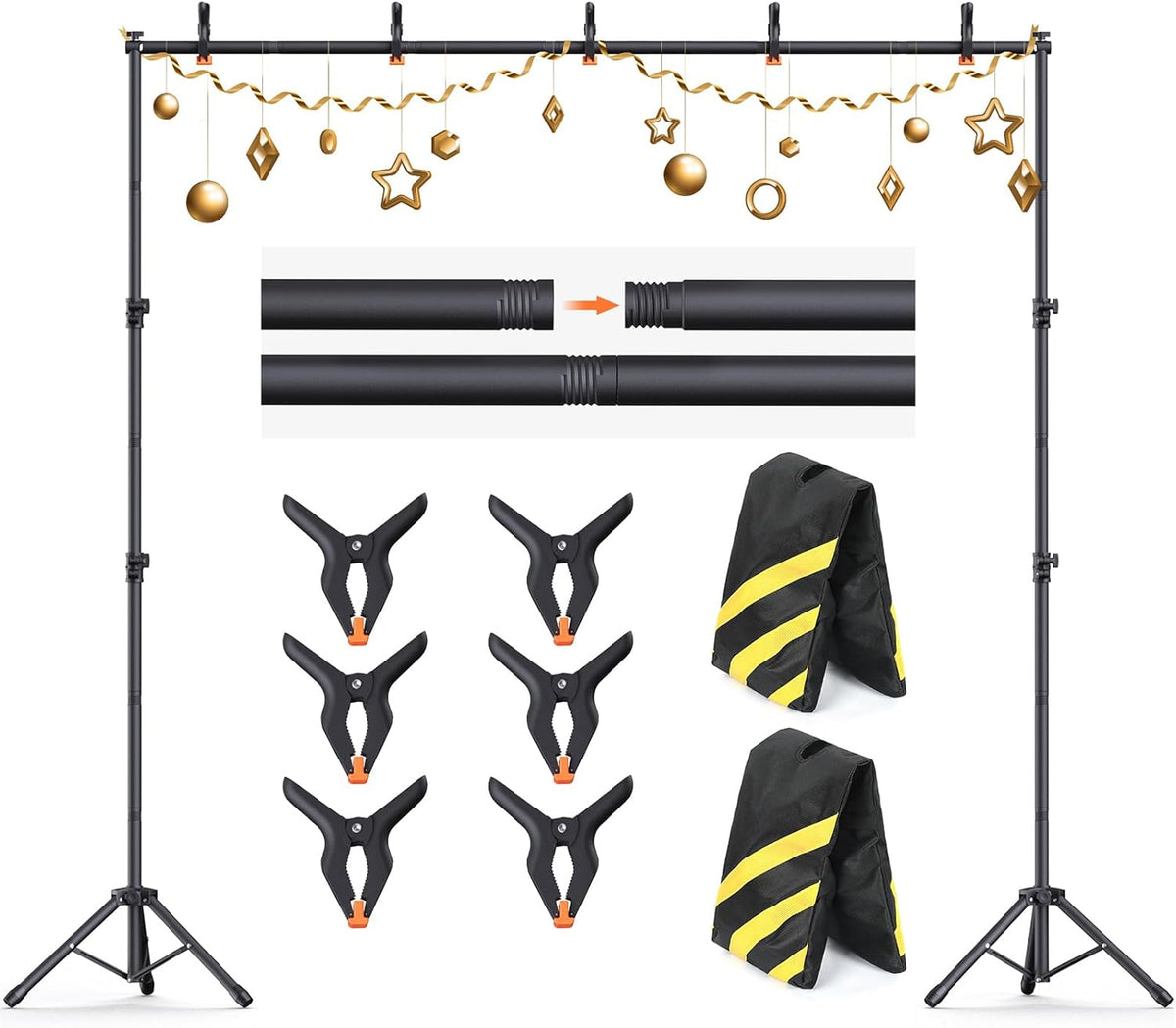 Backdrop Stand 10×8ft (W×H) Adjustable Backdrop Support Ground Kit Photography Photo Shoot Backdrop