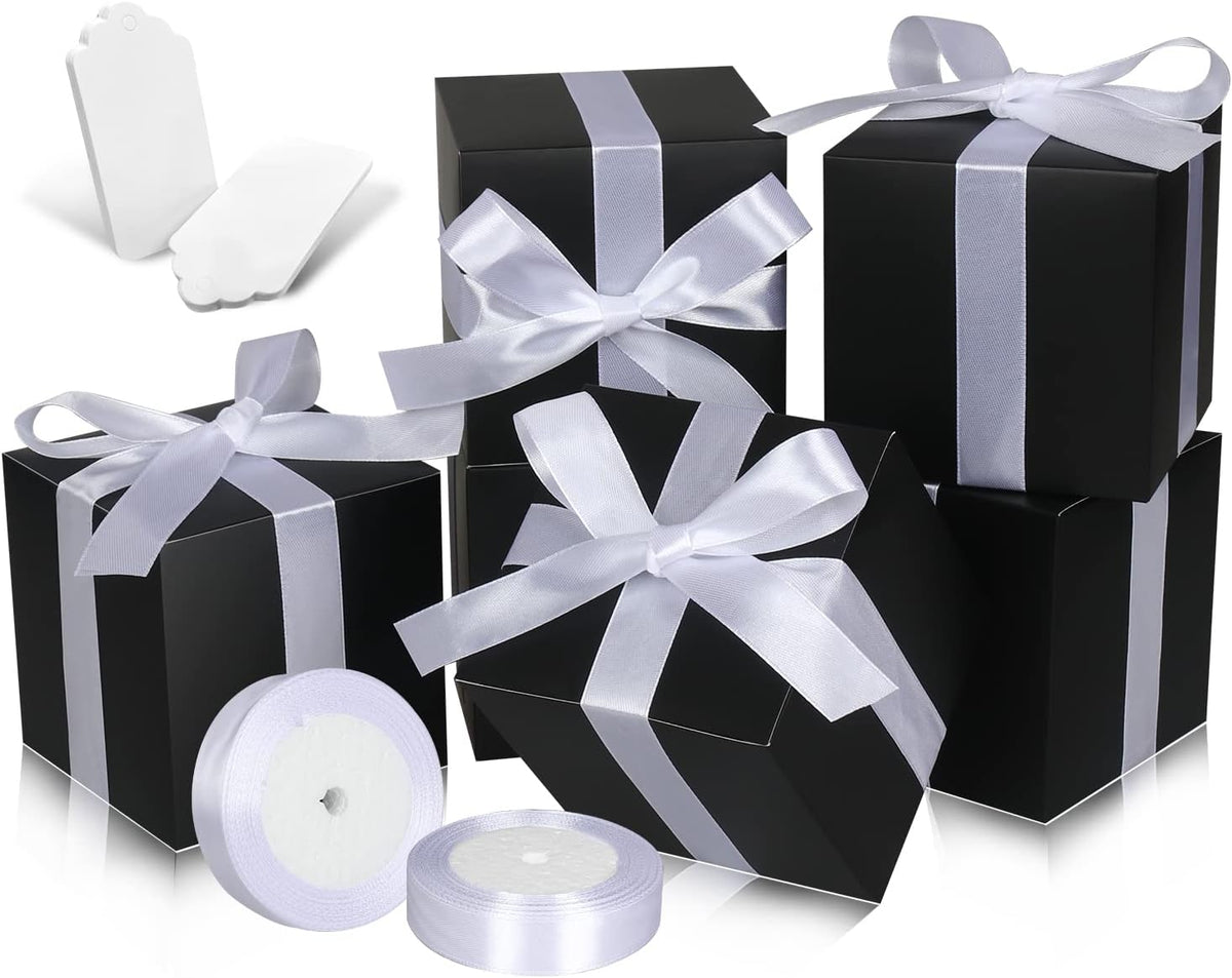 Black Gift Boxes 5x5x5, 30 Pack Paper Gift Boxes with Lids for Gift, Bridesmaid Proposal Box
