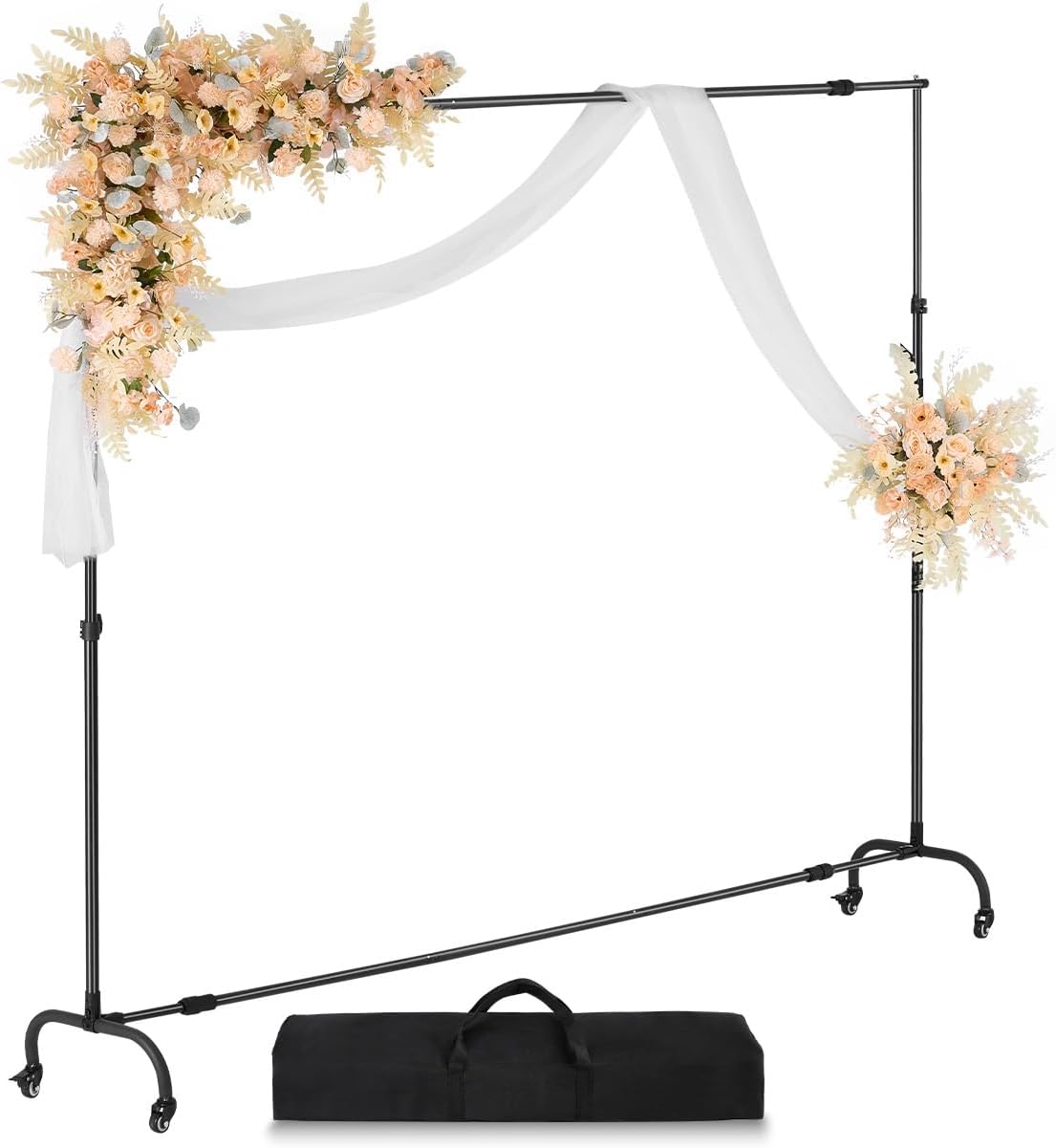 VEVOR Backdrop Stand with Wheels, 7 x 10 ft Adjustable Photo Backdrop Stand Kit, Moveable