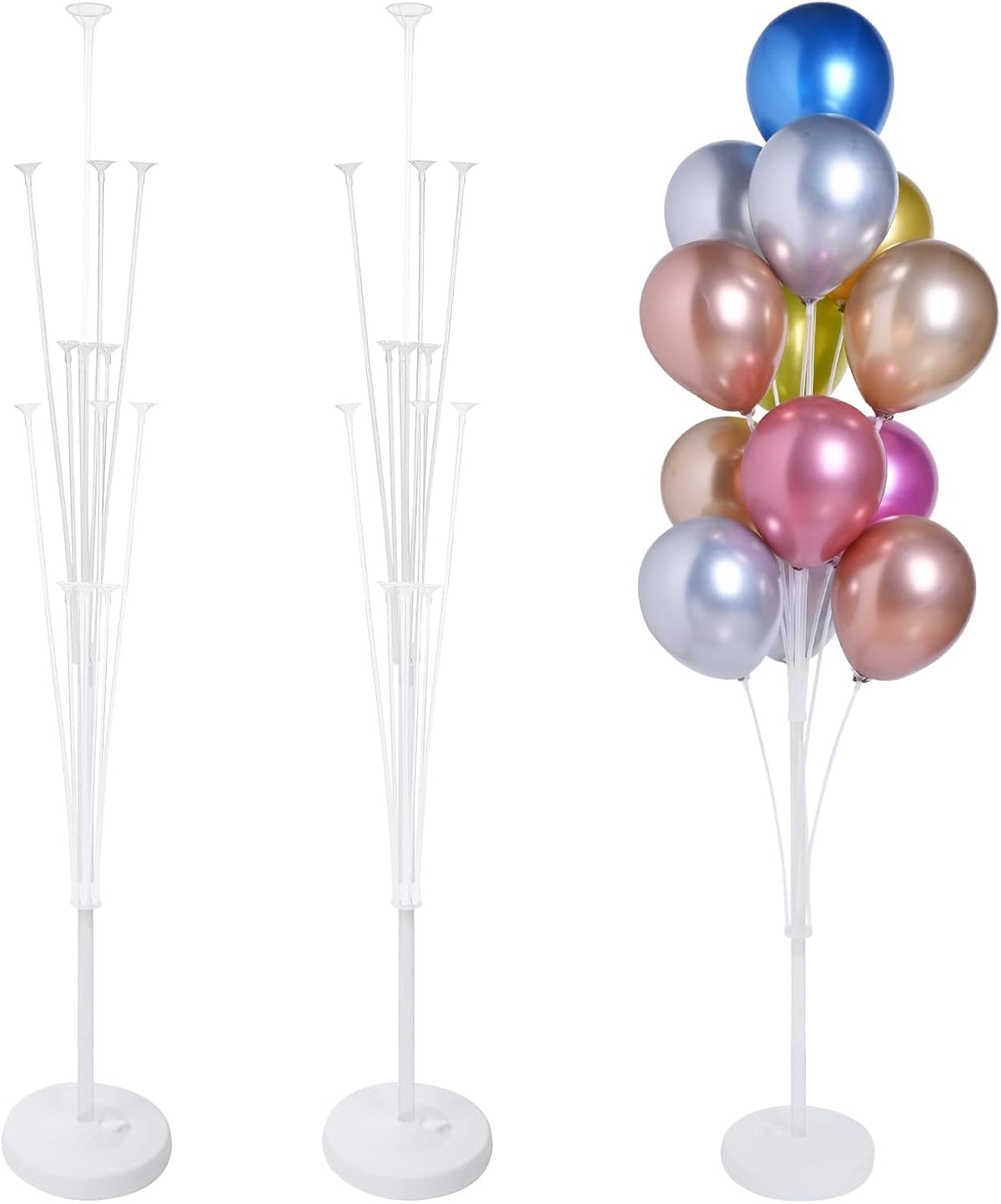 2 Sets of Balloon Stand Kit - 62in Balloon Stands with Base, Balloon Sticks, Decorations for Party