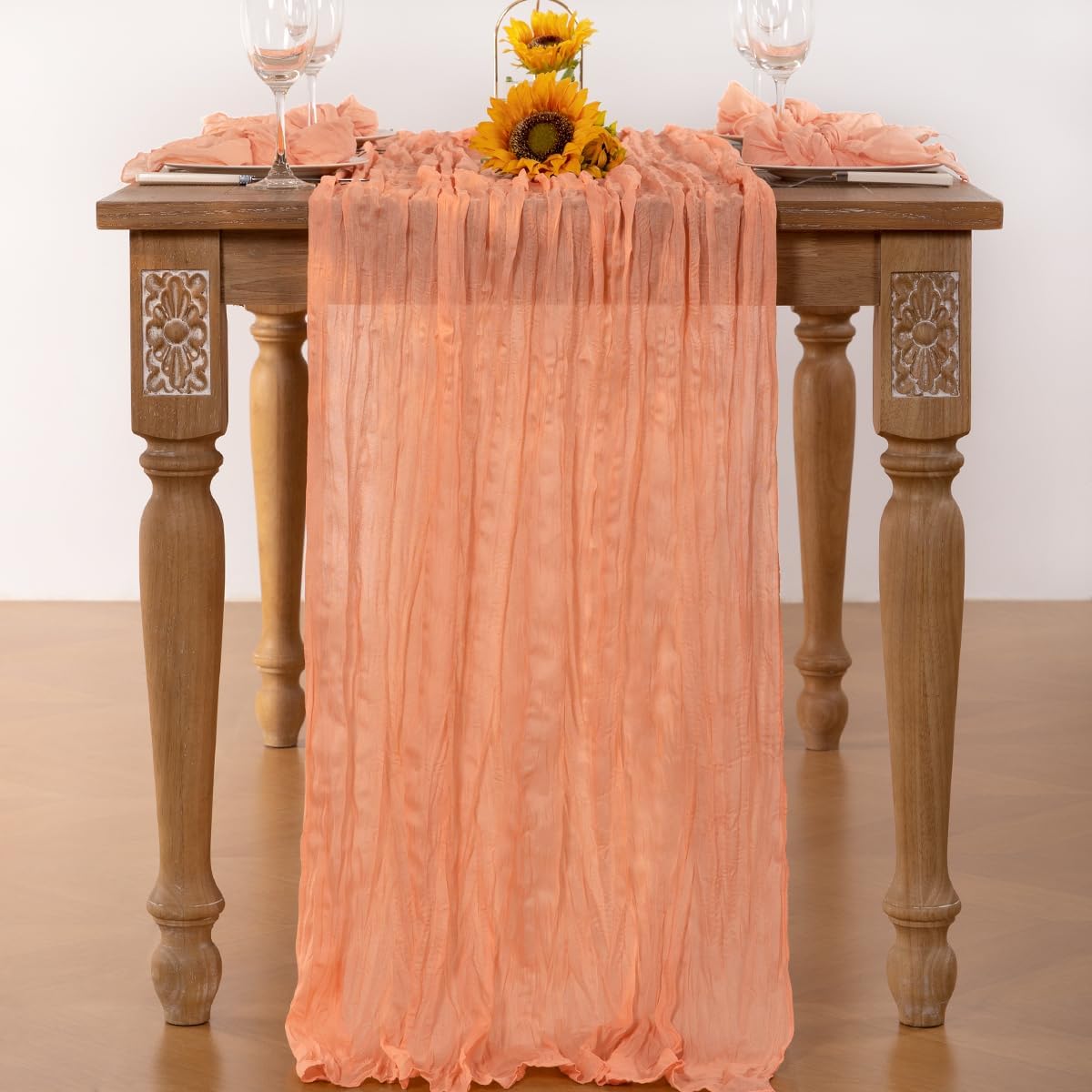 Peach Cheesecloth Table Runner 6 Pack Fall Table Runners Boho Gauze 120 Inches Cheese Cloth Fall
