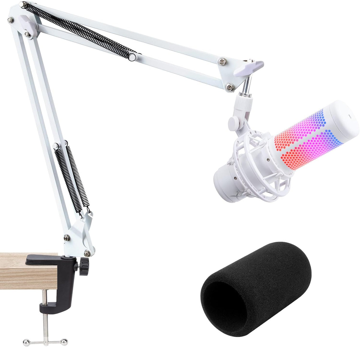 For HyperX QuadCast S White Boom Arm - White Mic Arm Compatible with Hyper x QuadCast, Microphone