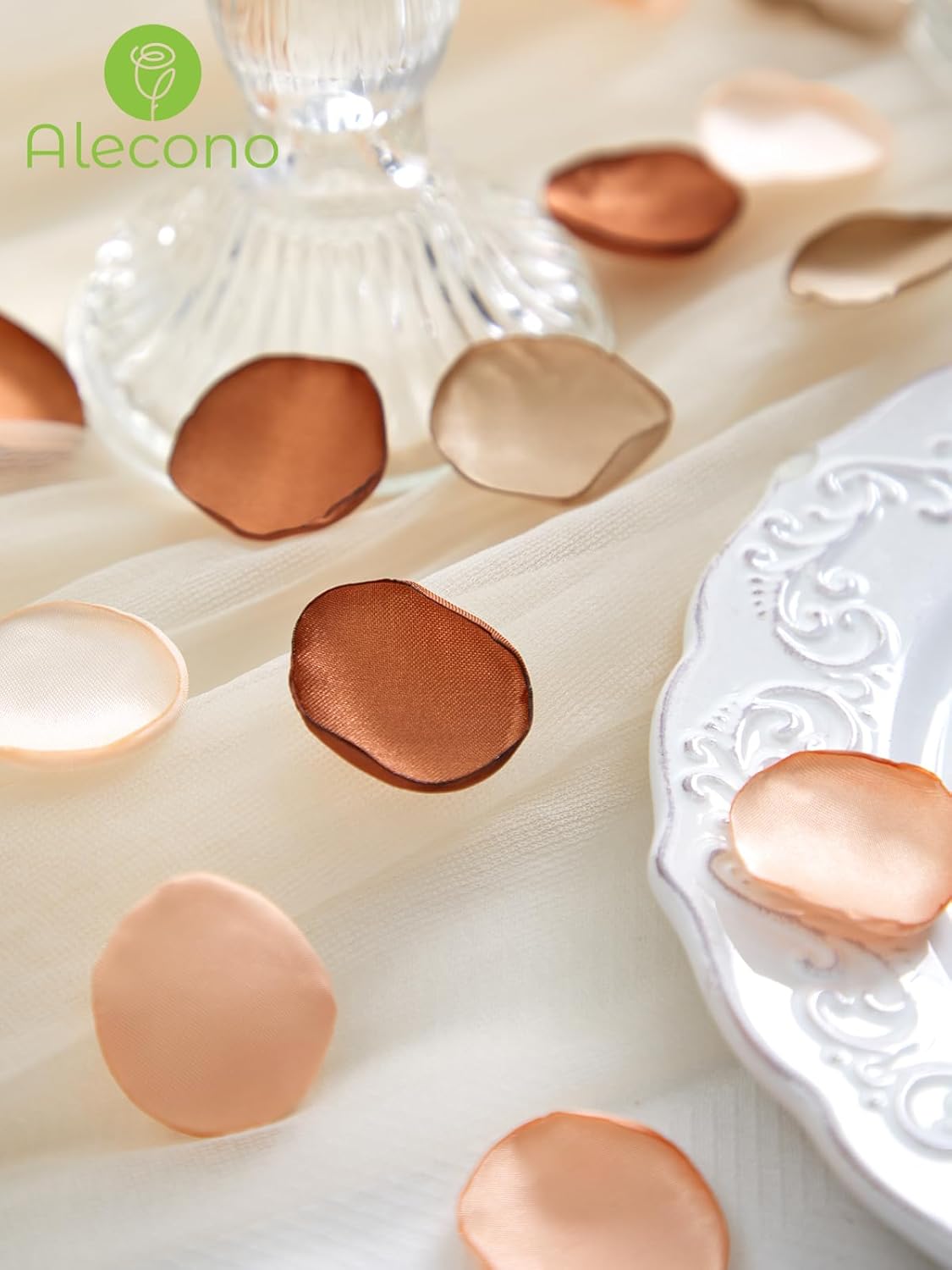 Alecono 𝟲𝟬𝟬𝙋𝙘𝙨 Silk Rose Petals, Faux Rose Petals Orange Rose Petals for Wedding Proposal