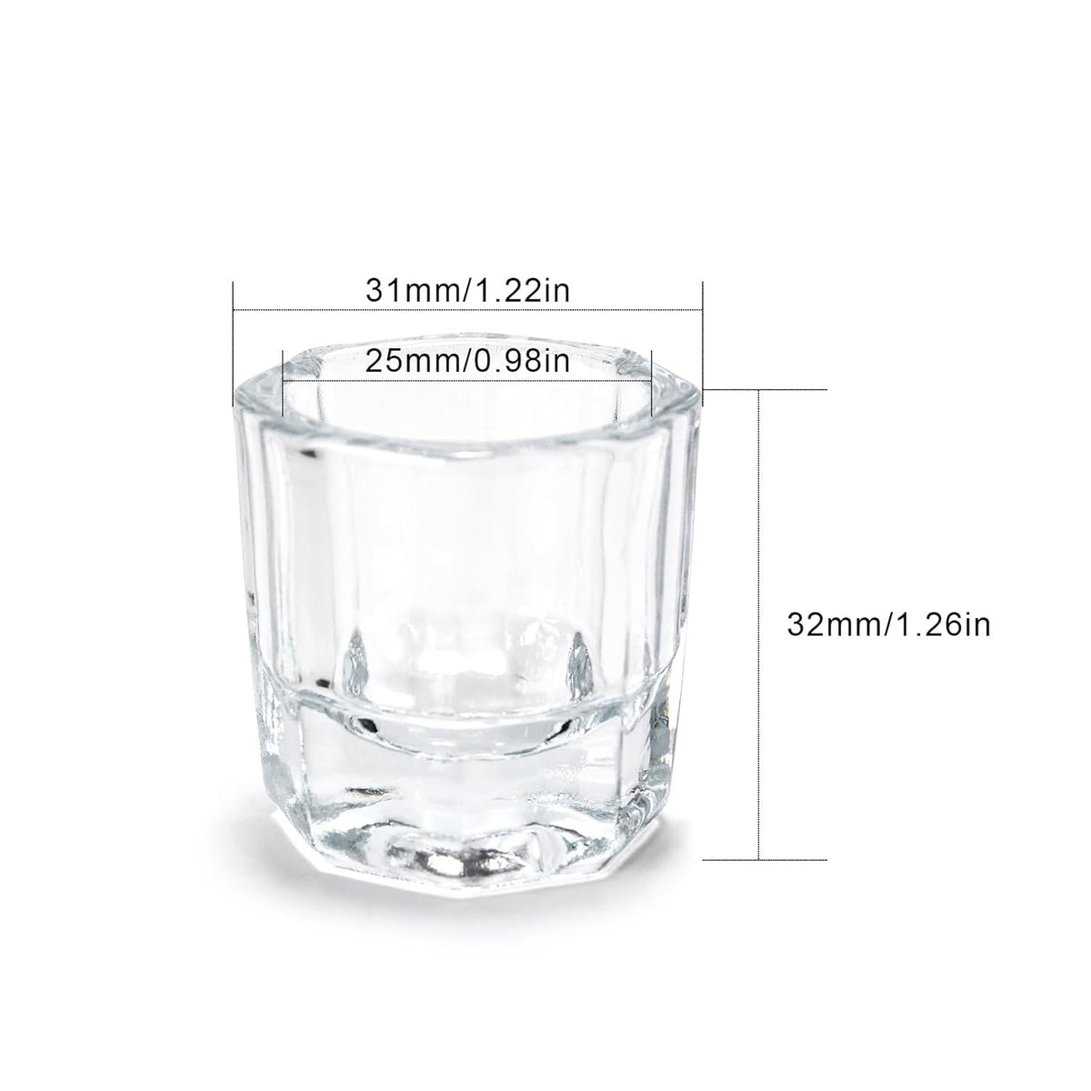 2Pcs Nail Art Dappen Dish Cups for Acrylic Liquid and Powder Clear Glass Nail Bowl Acrylic Powder