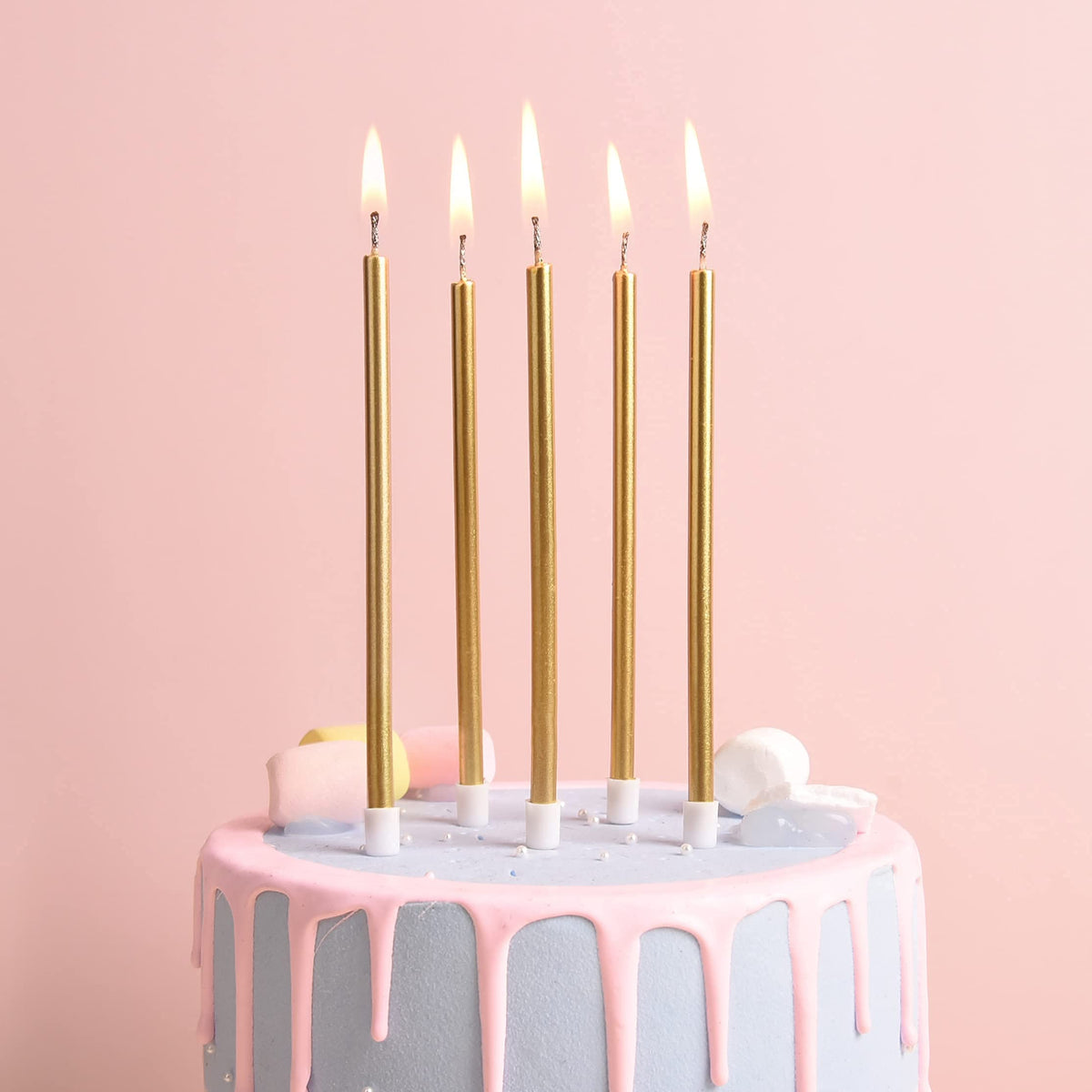 PHD CAKE Gold Long Thin Metallic Birthday Candles, Cake Candles, Birthday Parties, Wedding
