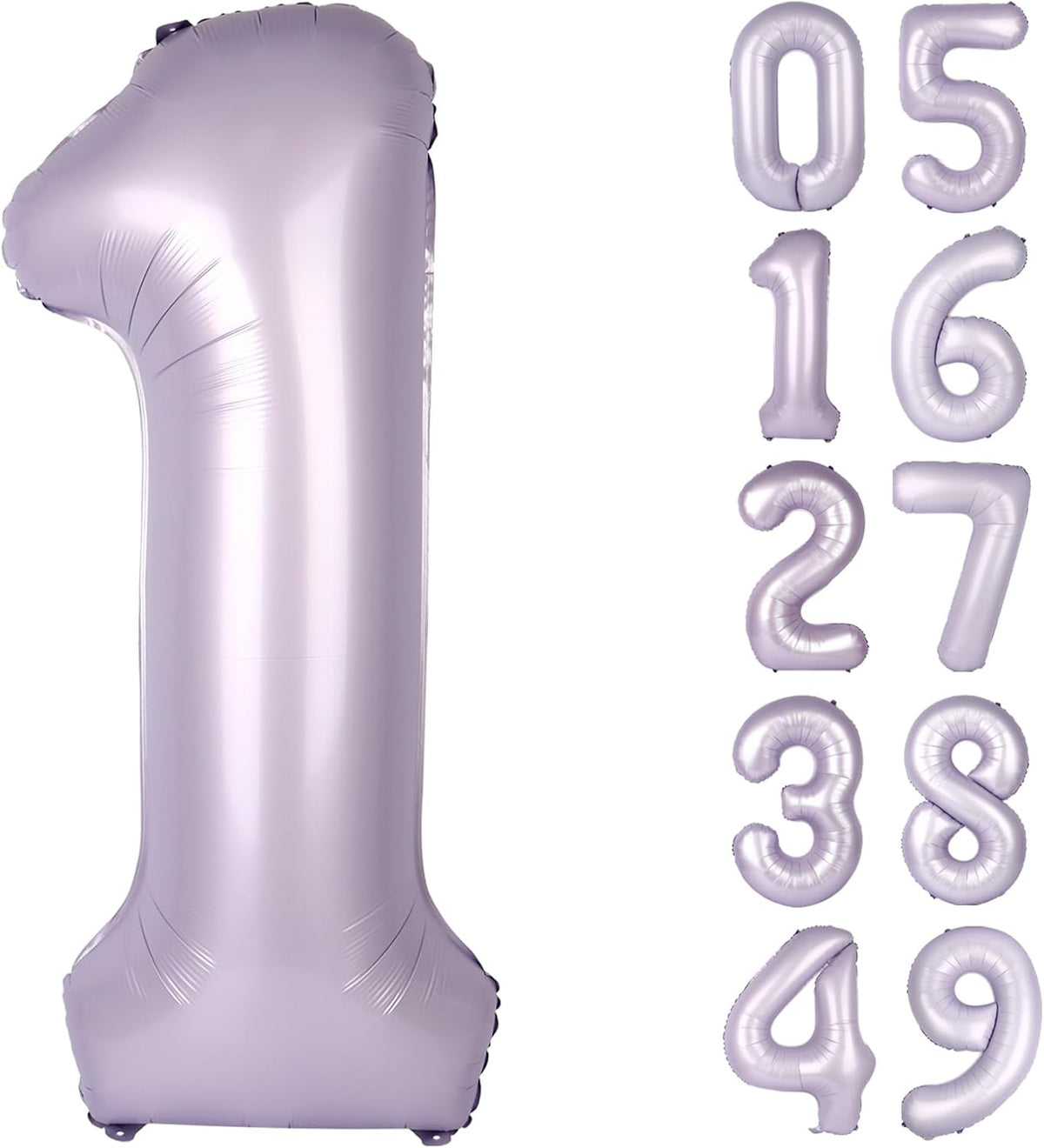 Lilac Number 1 Balloon 40 inch, Number 1 Birthday Balloon for Boy Girl, Lavender Foil One Balloon