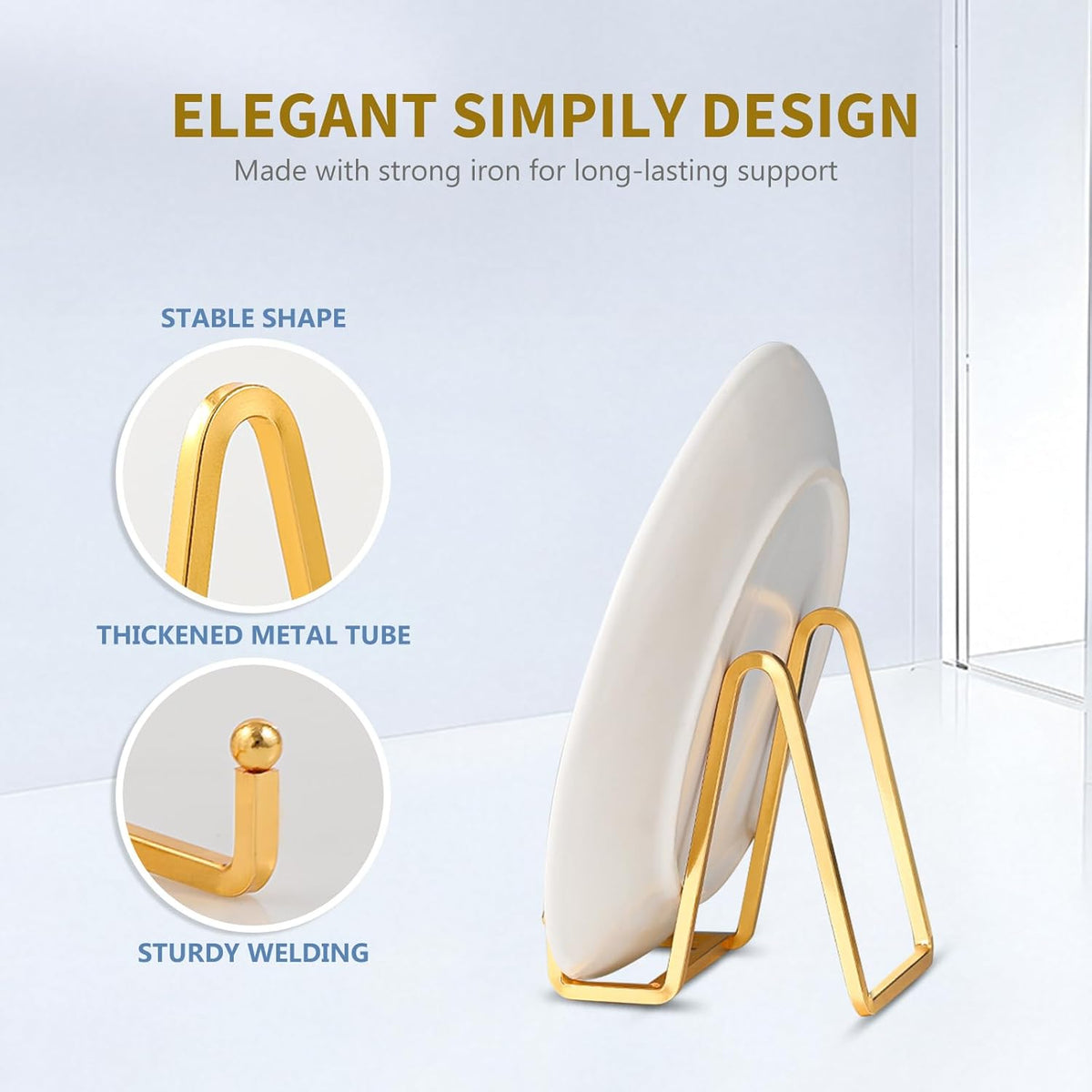 Plate Holder Easel Display Stand - 4.5 inch Metal Plate Stands for Display - Tabletop Picture Stand