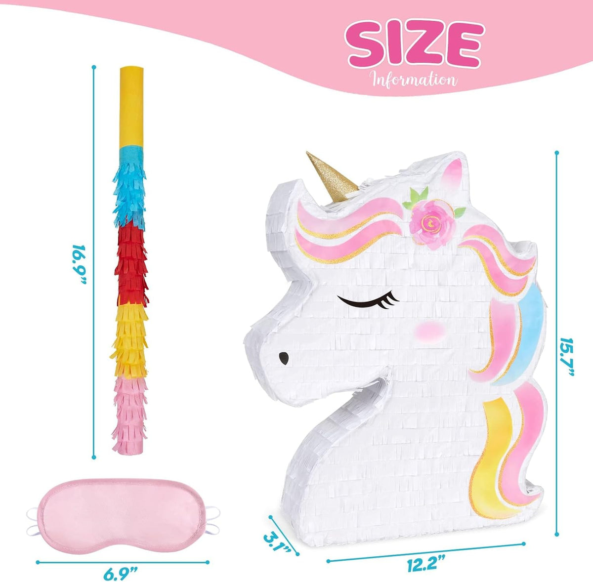 WERNNSAI Unicorn Piñata - Unicorn Party Supplies Piñata Bundle with Blindfold and Bat for Girls