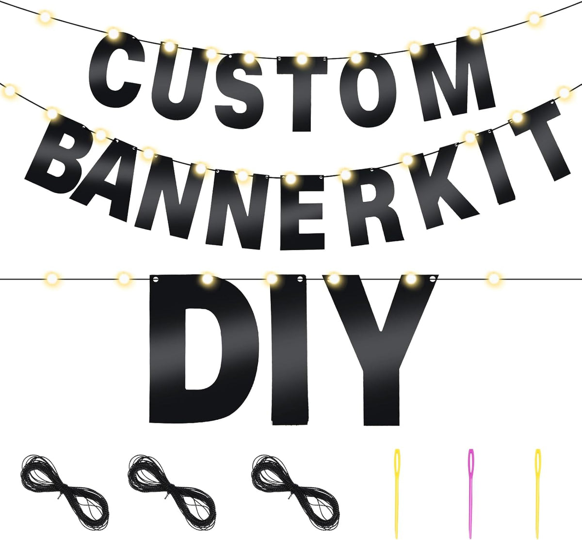 TaoBary 112 Pcs DIY Letter Custom Banner Glitter Customizable Banner Kit Including 107 Letters and